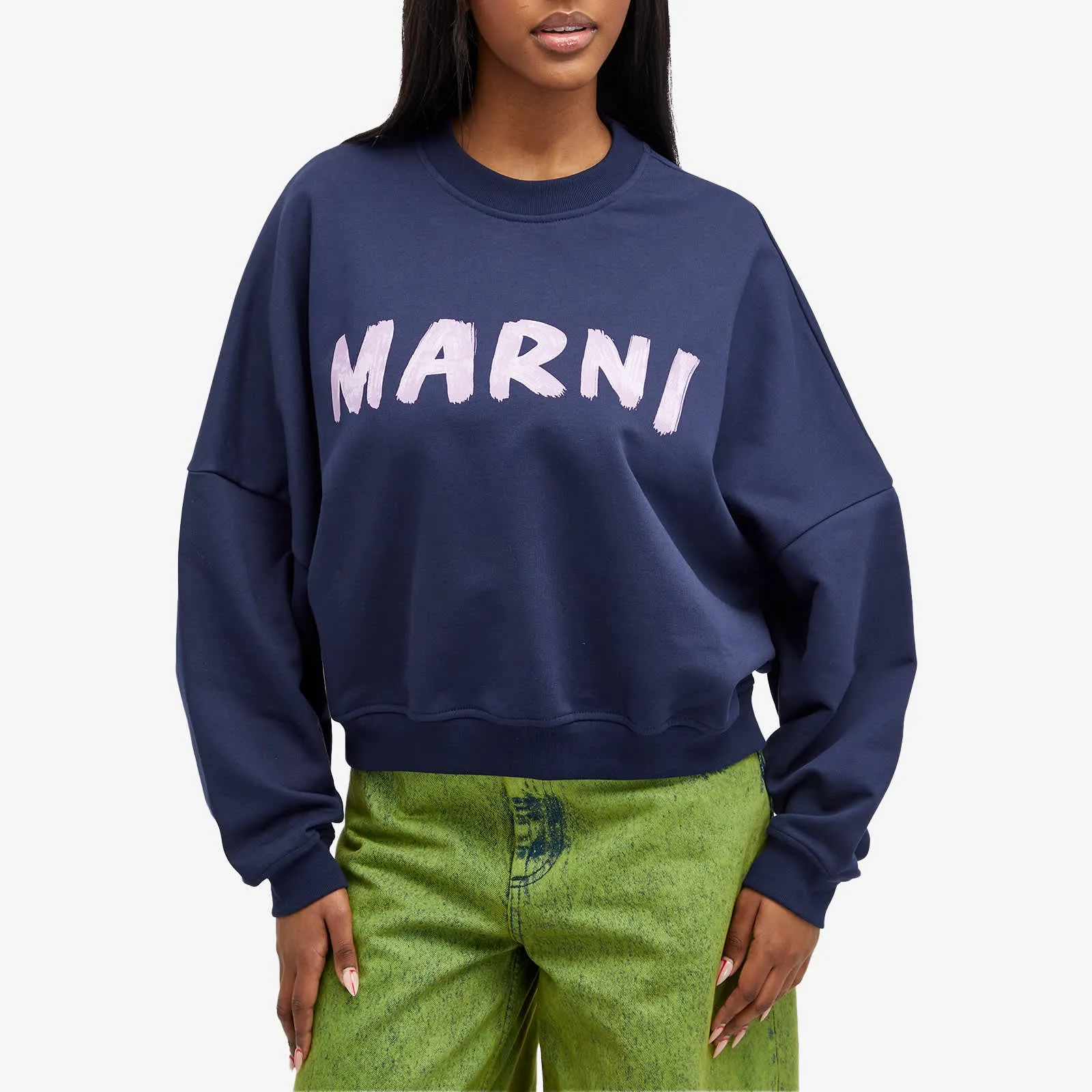Marni Logo Sweatshirt in Blue Kyanite