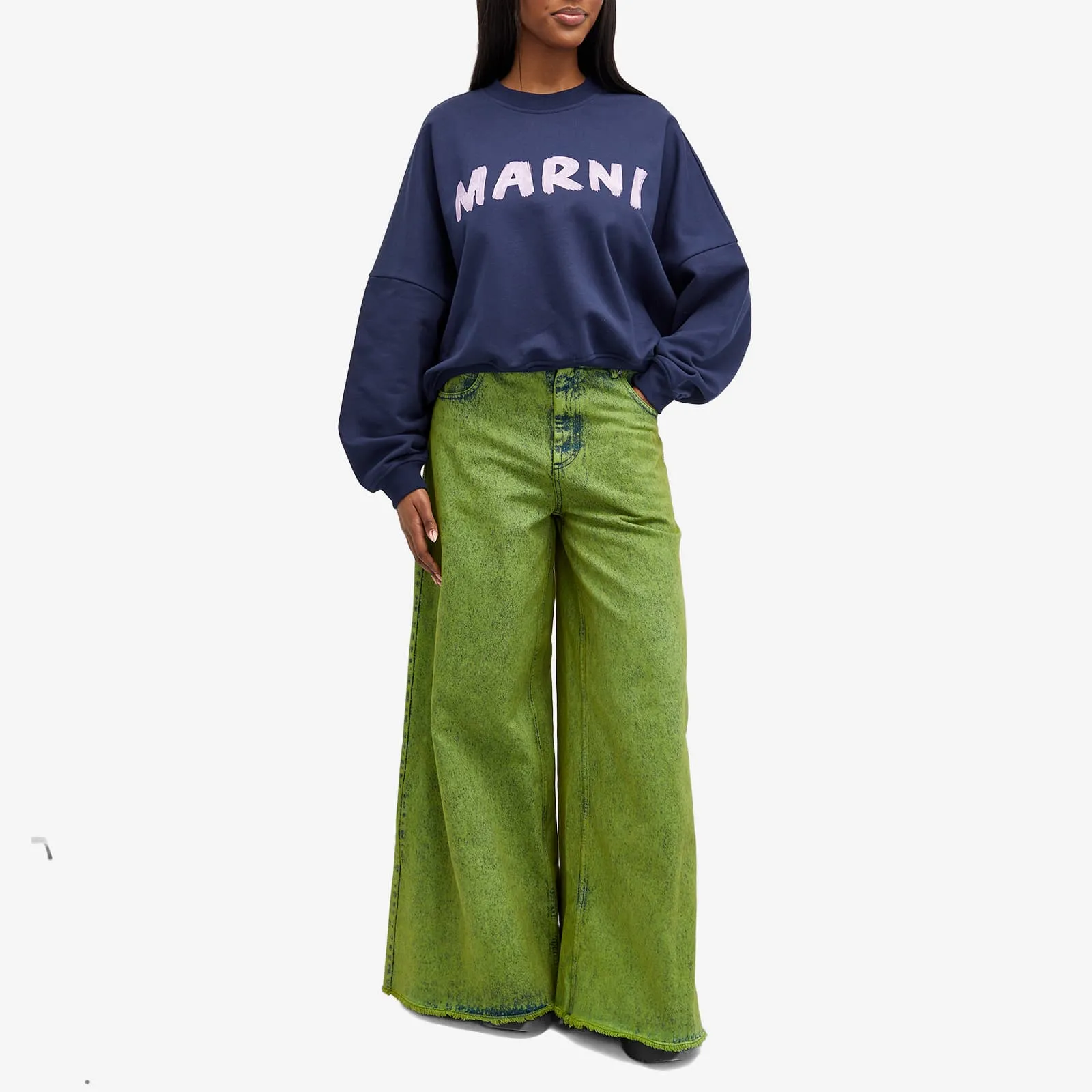 Marni Logo Sweatshirt in Blue Kyanite