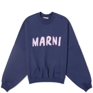 Marni Logo Sweatshirt in Blue Kyanite