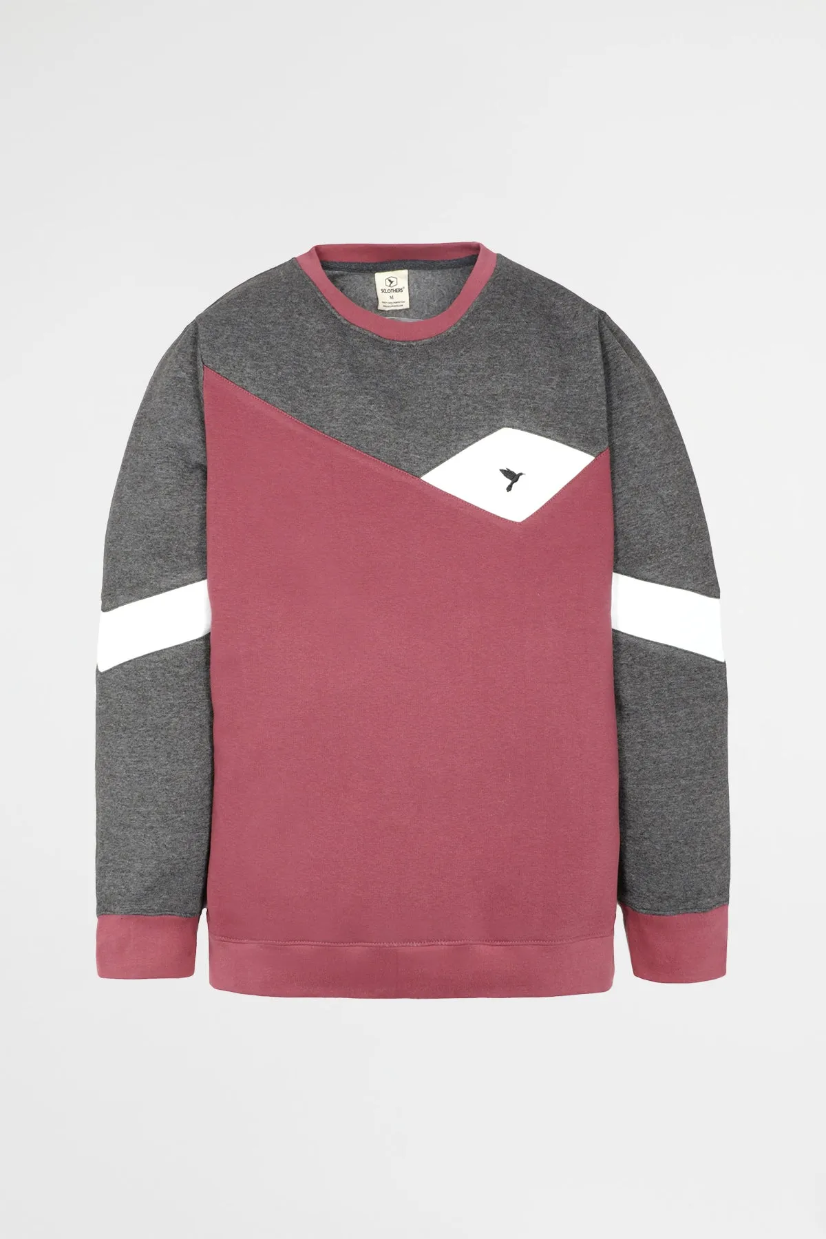 Maroon Color Block Sweatshirt (Plus Size) - W22 - MSW074P