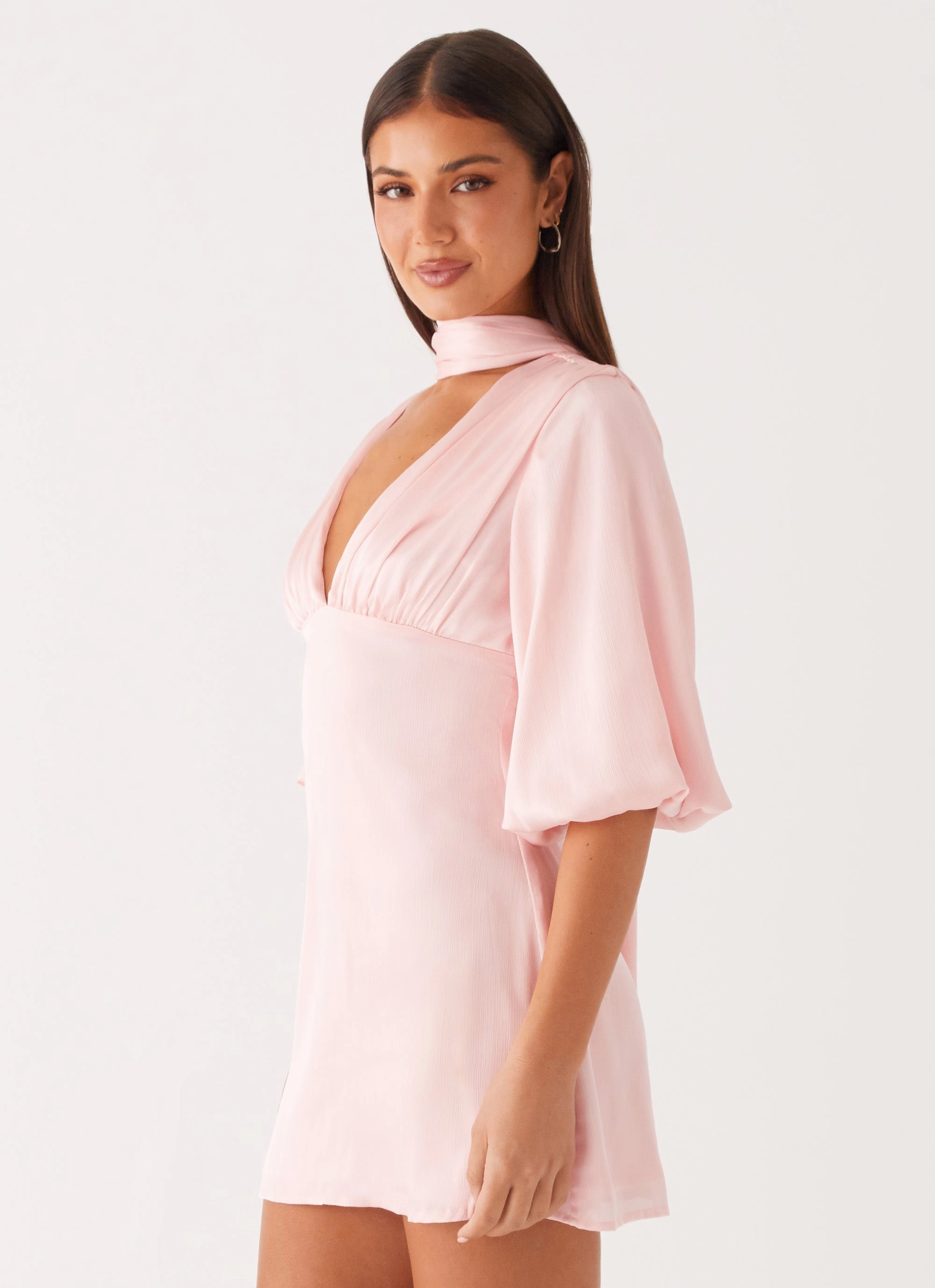 Mary Mini Dress - Pink Waist Seam Long Lines