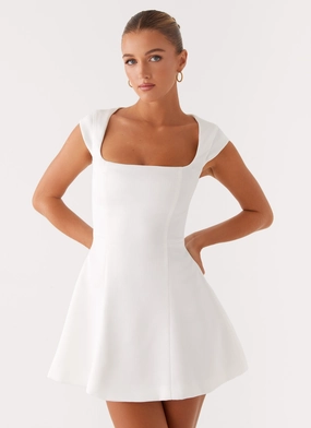 Maryjane Mini Dress - White Dip Dye Maryjane Mini Dress - White Stylish Comfort Dance-Party