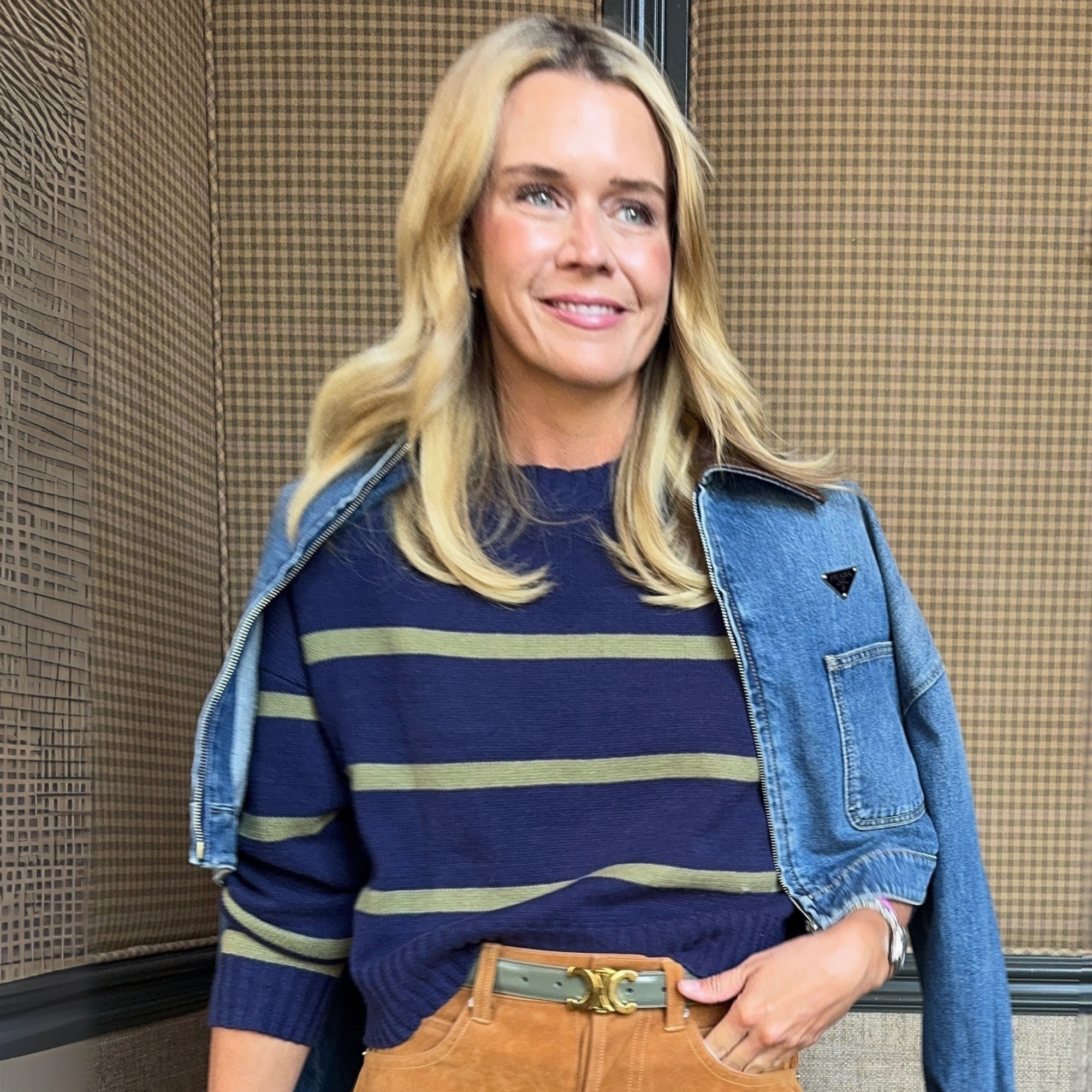 Flex Fit MASON'S DAUGHTER | Danielle Sweater, Navy & Olive Striped Knit