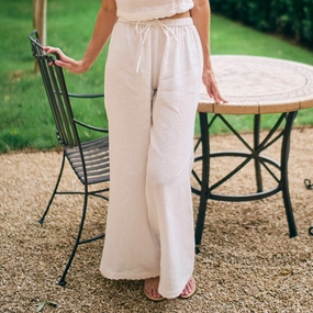 MASON'S DAUGHTER | Ella Scallop Pant, White Linen Formal top RecycledPolyesterBlend