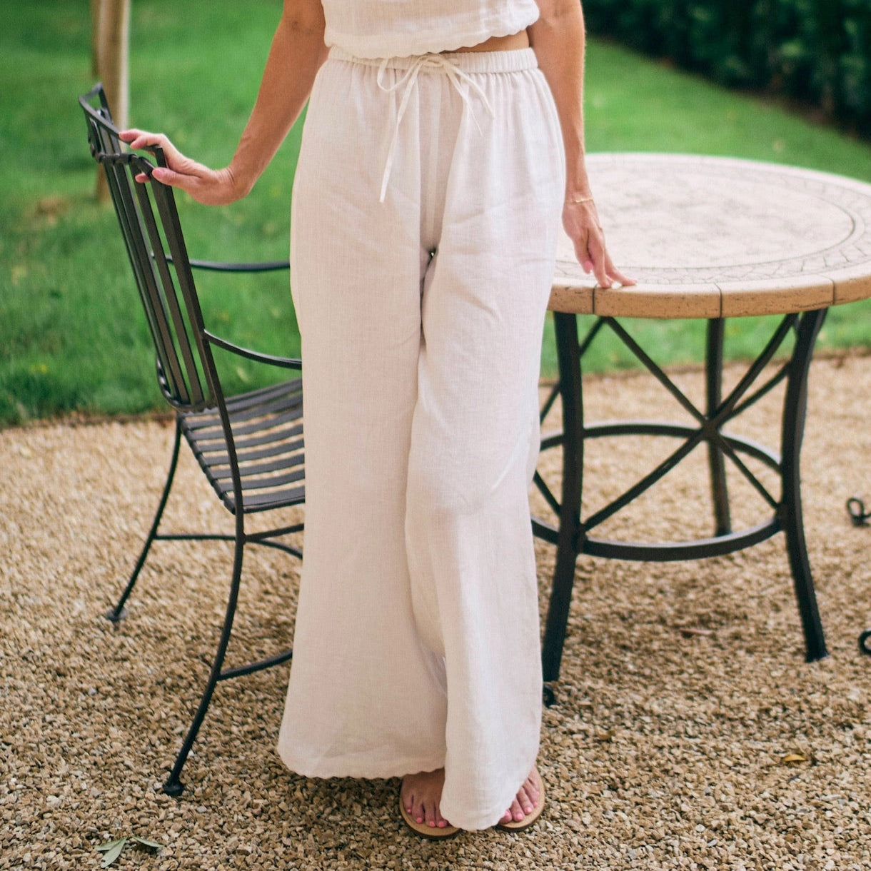 MASON'S DAUGHTER | Ella Scallop Pant, White Linen Simple Shirt
