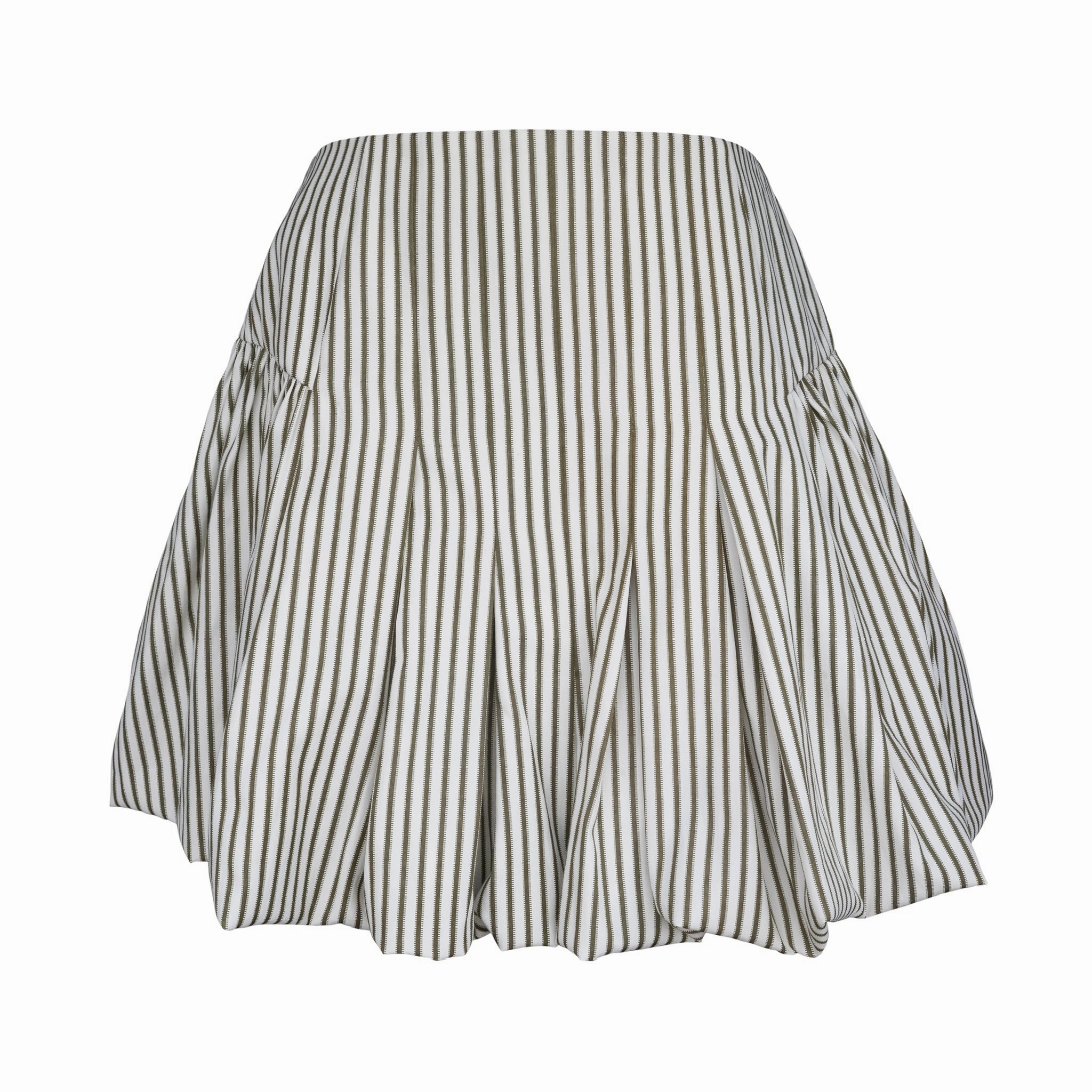 Compact Fit Timeless Comfort Fit MASON'S DAUGHTER | Harper Mini Skirt, Olive & Ivory Dobby Striped
