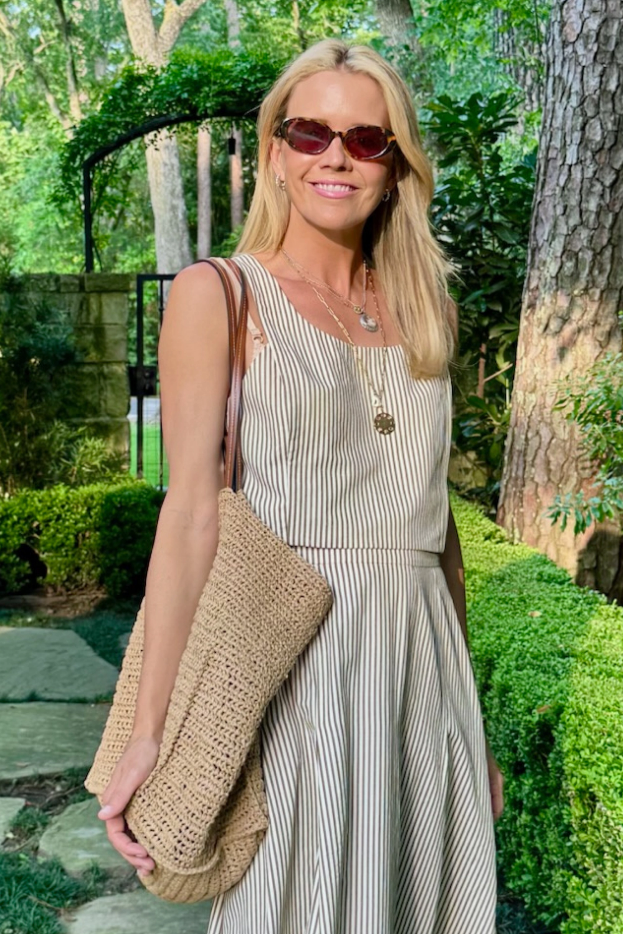 MASON'S DAUGHTER | Sophia Top, Brown & Ivory Dobby Striped Elegant Cut