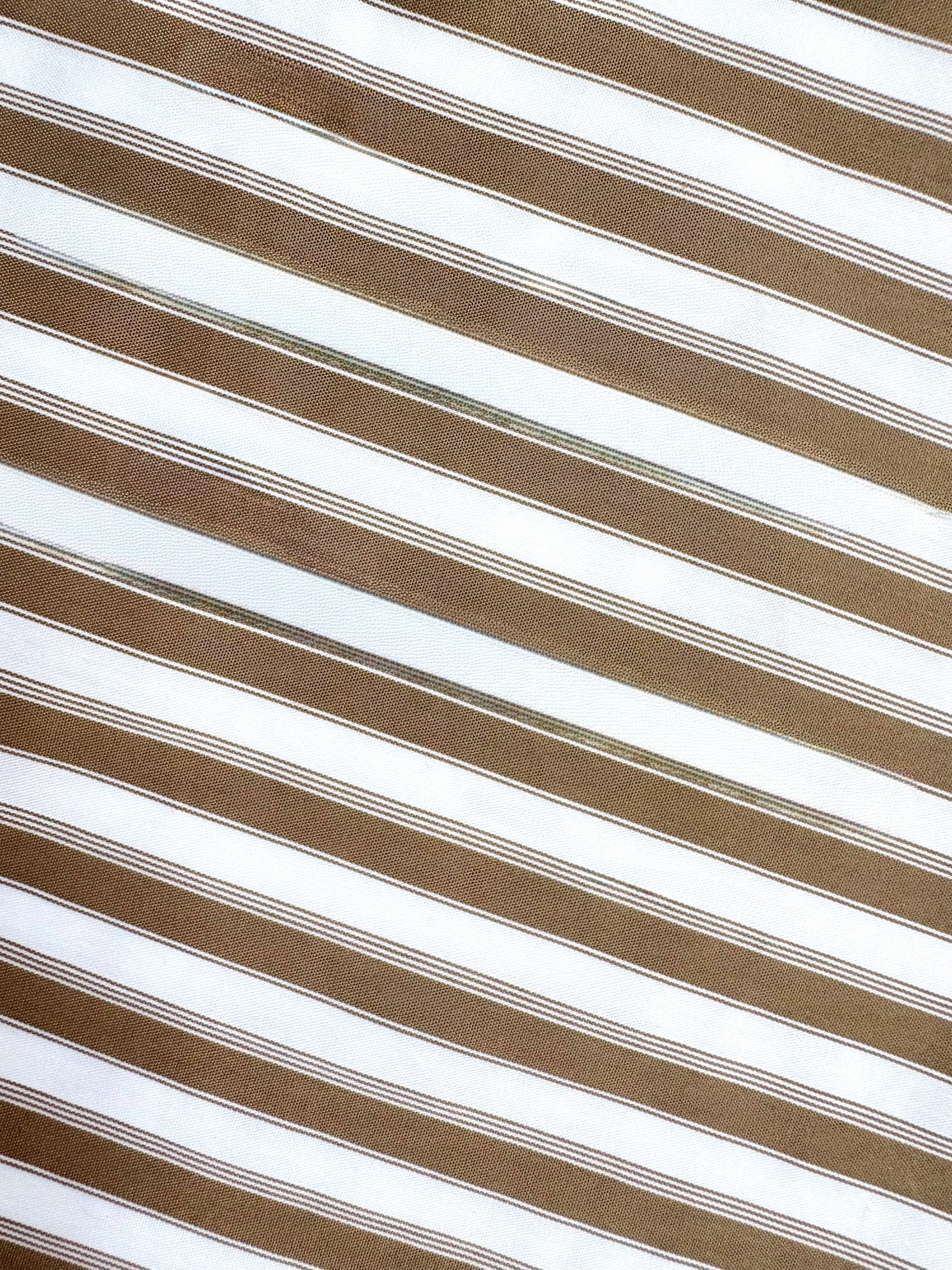 SoftLining Breathable Layer Fit MASON'S DAUGHTER the French Cuff Boyfriend Shirt, Camel and White Striped Poplin