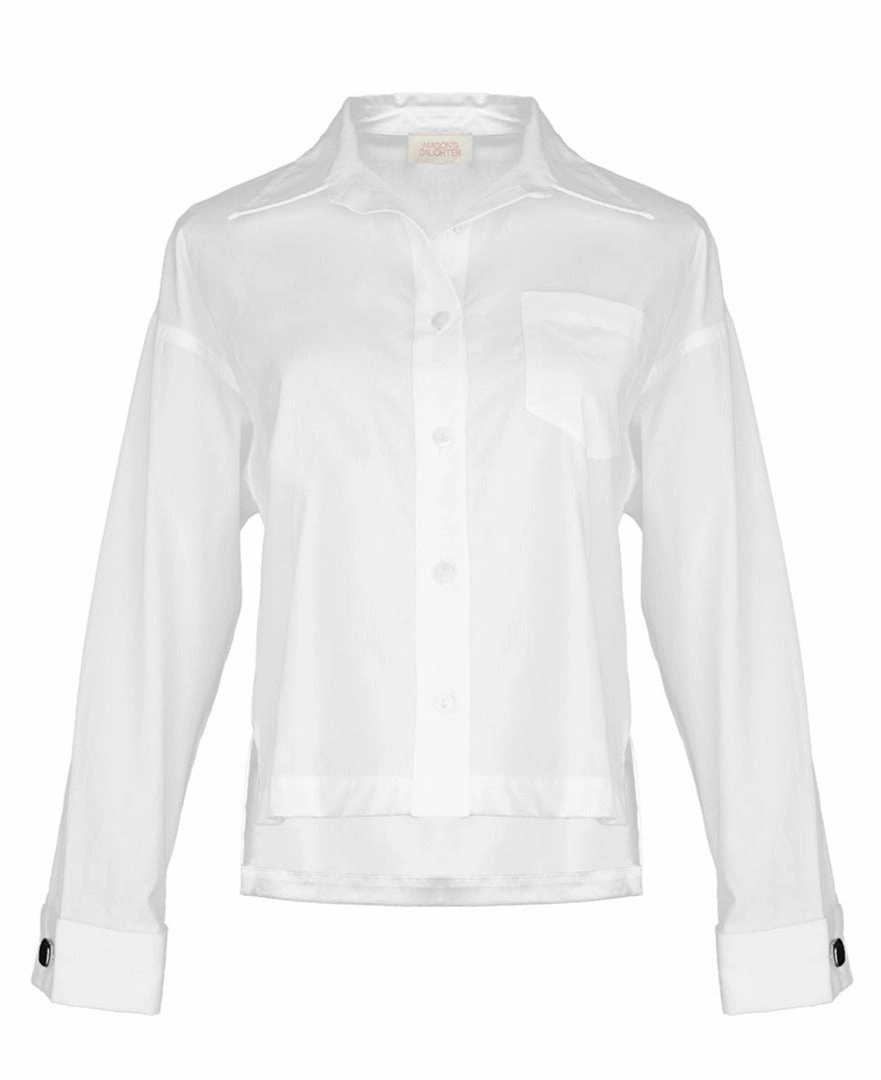 Slip Resistant MASON'S DAUGHTER the French Cuff Boyfriend Shirt, White Poplin