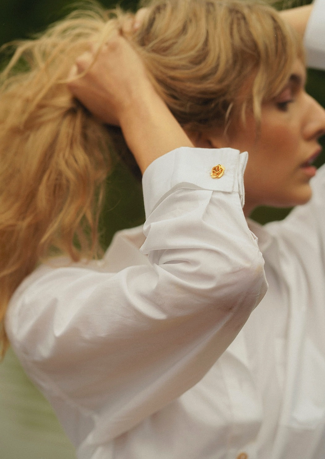 Seamless Waistband Dynamic Motion MASON'S DAUGHTER the French Cuff Boyfriend Shirt, White Poplin