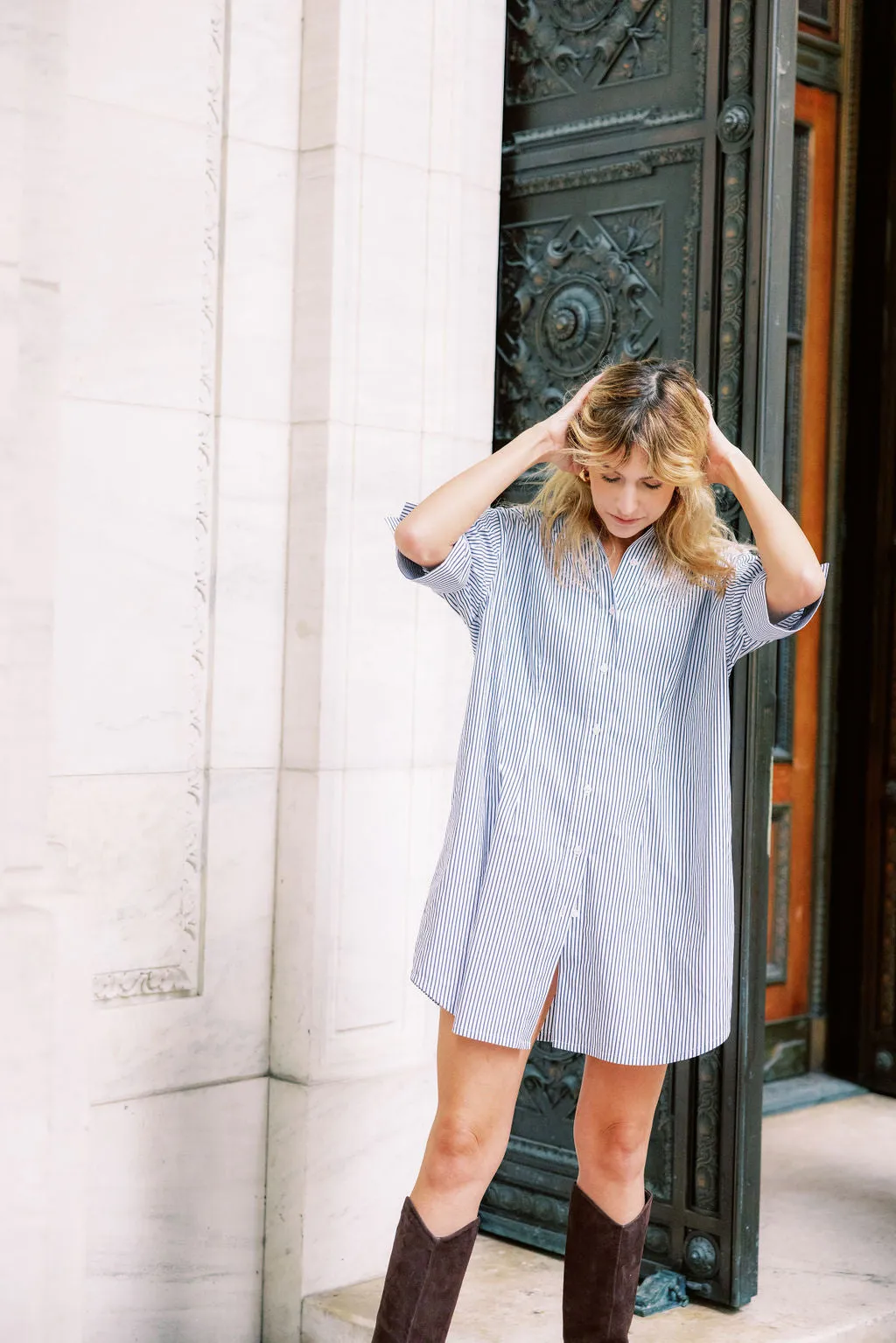 Lounge Moment New Mood MASON'S DAUGHTER | Anna Dress, Black and White Striped Poplin