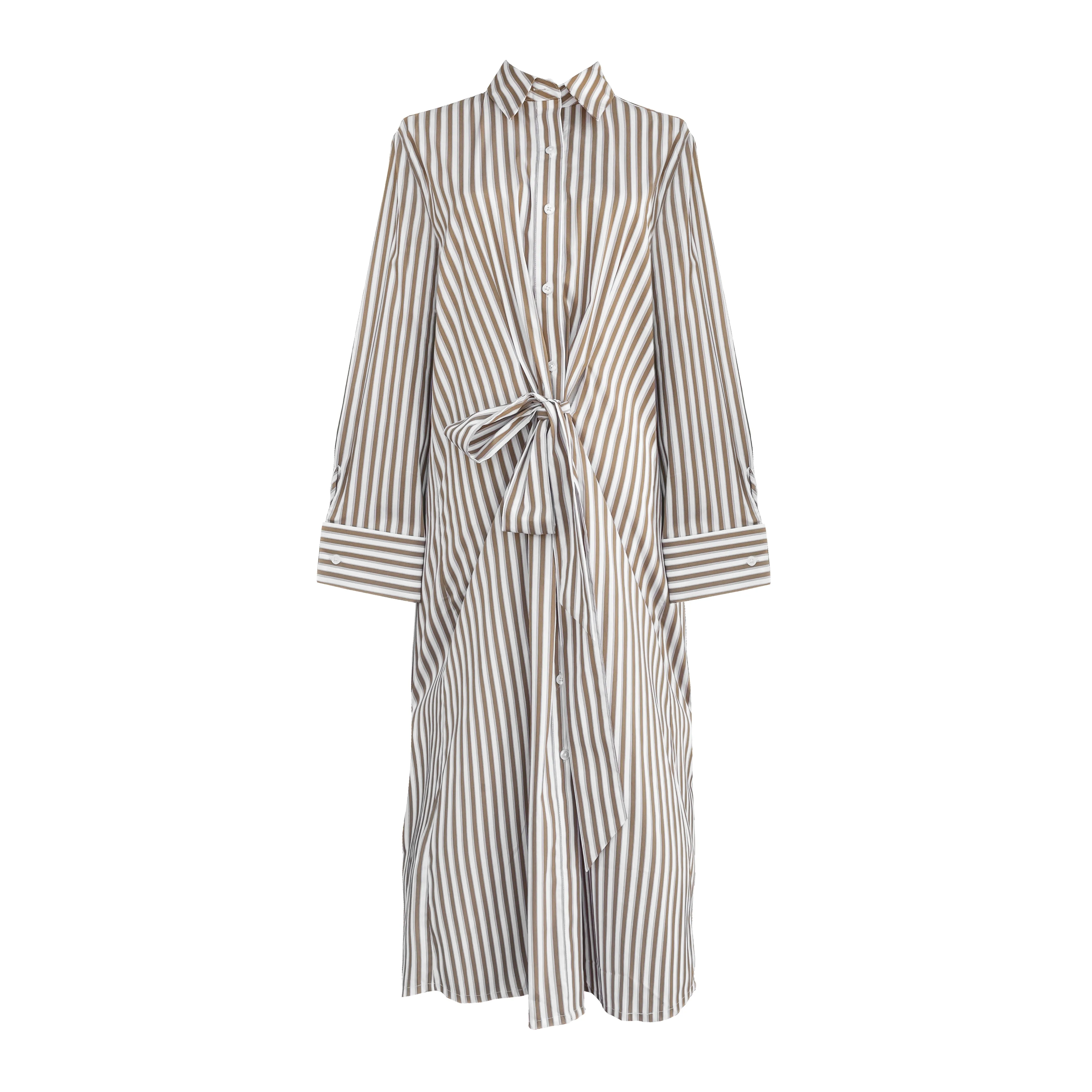 Date-Night Breezy Comfort MASON'S DAUGHTER | Sutton Shirtdress, Camel and White Striped
