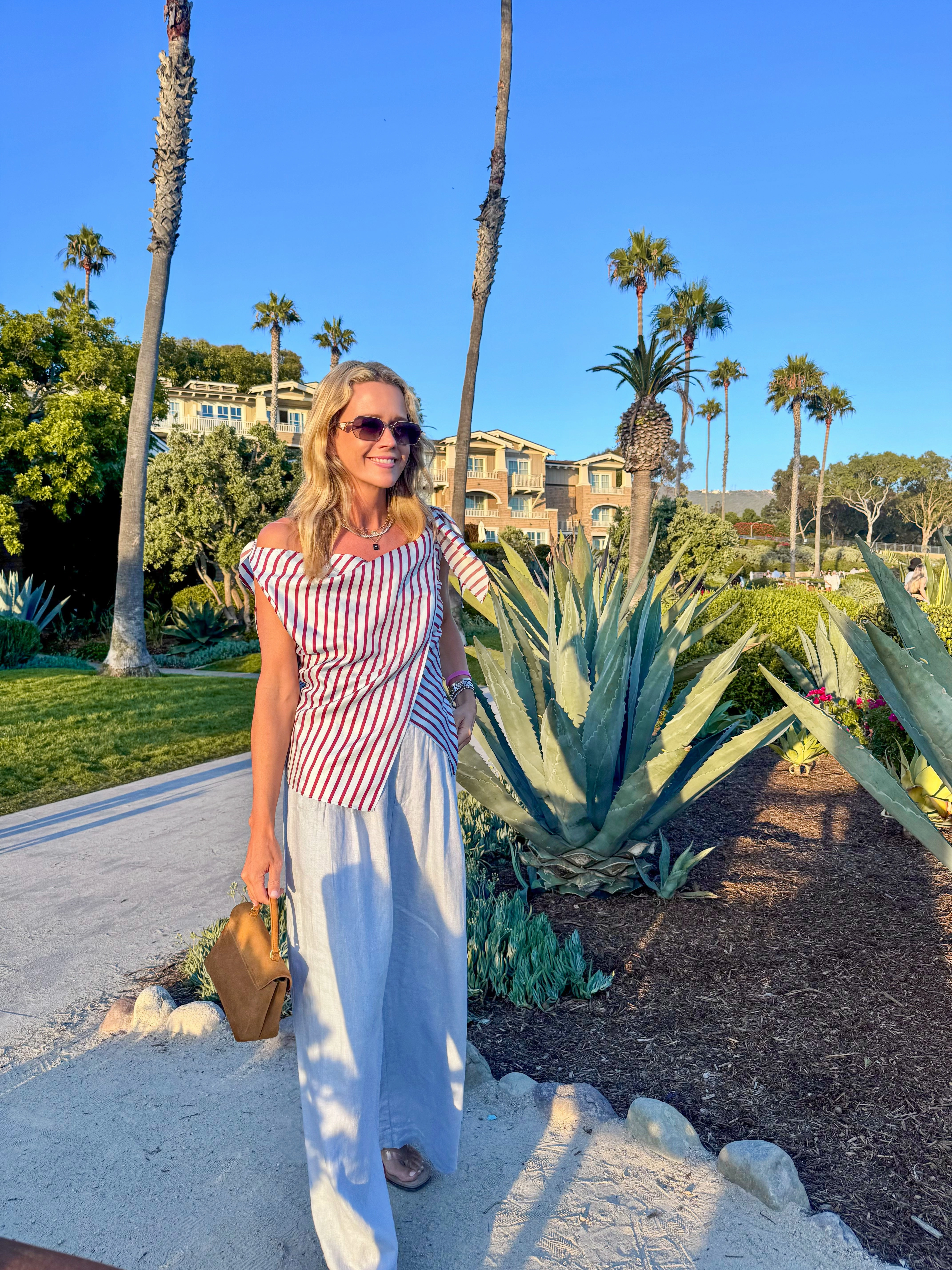 MASONS DAUGHTER | Lily Scarf Top, Blue & Burgundy Striped Light Wear Fit Stretch Fit Wear