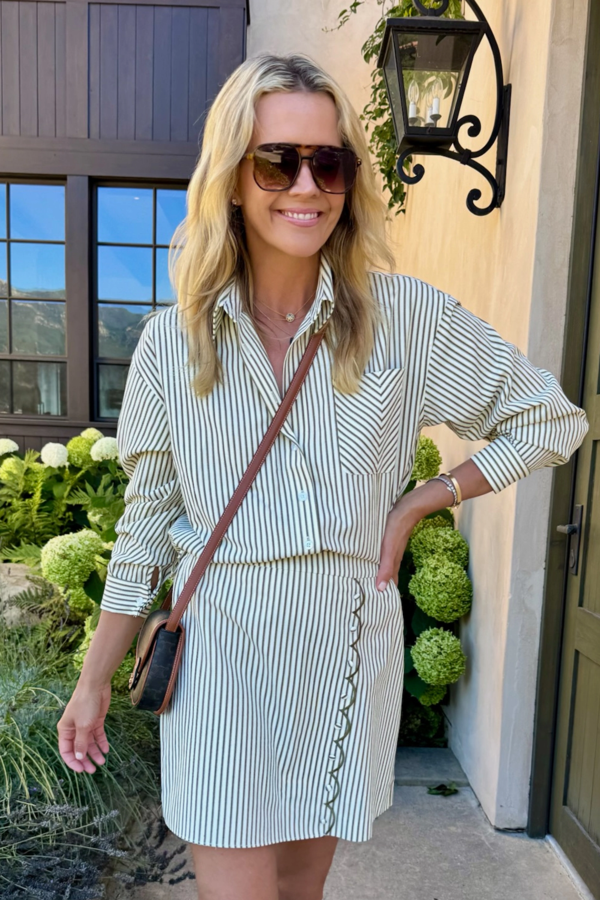 MASONS DAUGHTER | the Matthew Shirt, Olive & Ivory Striped Eco friendly materials LoopwheelFabric