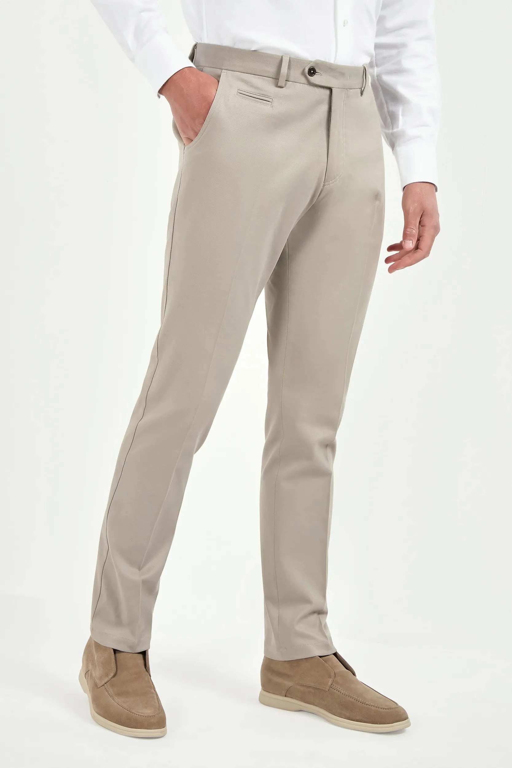 Mastic cotton and cashmere Garda trousers - Made in Italy