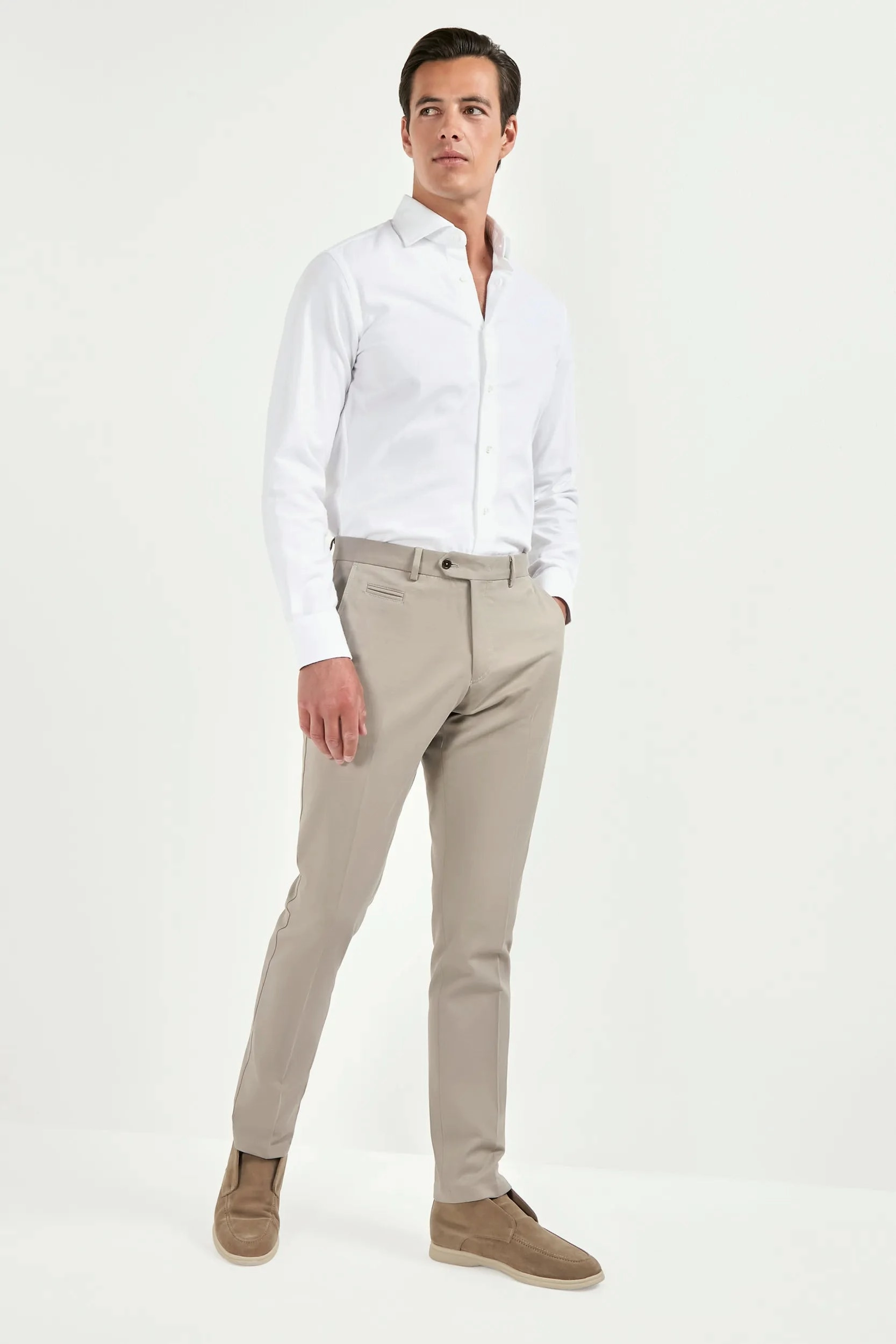 Mastic cotton and cashmere Garda trousers - Made in Italy