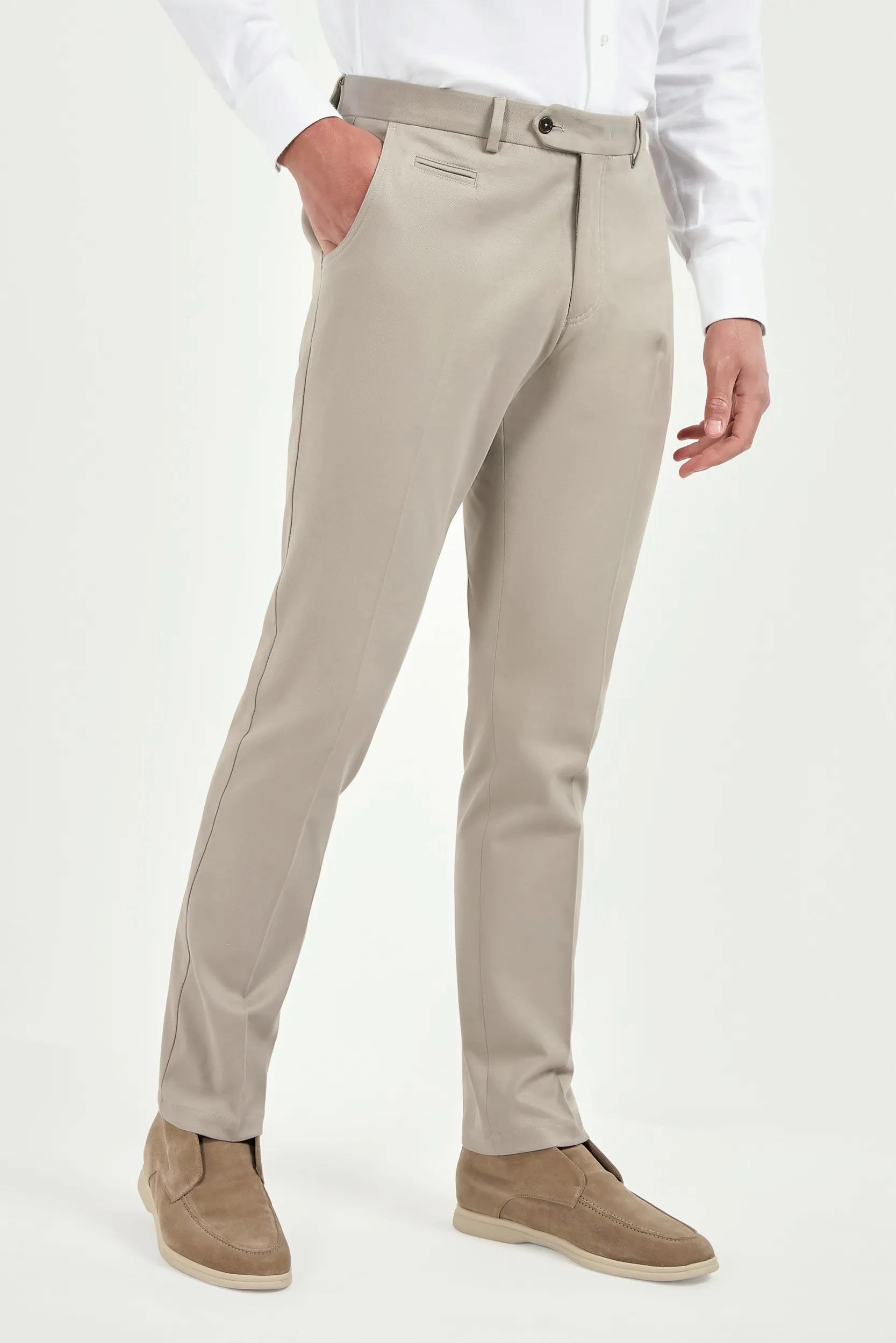 Mastic cotton and cashmere Garda trousers - Made in Italy