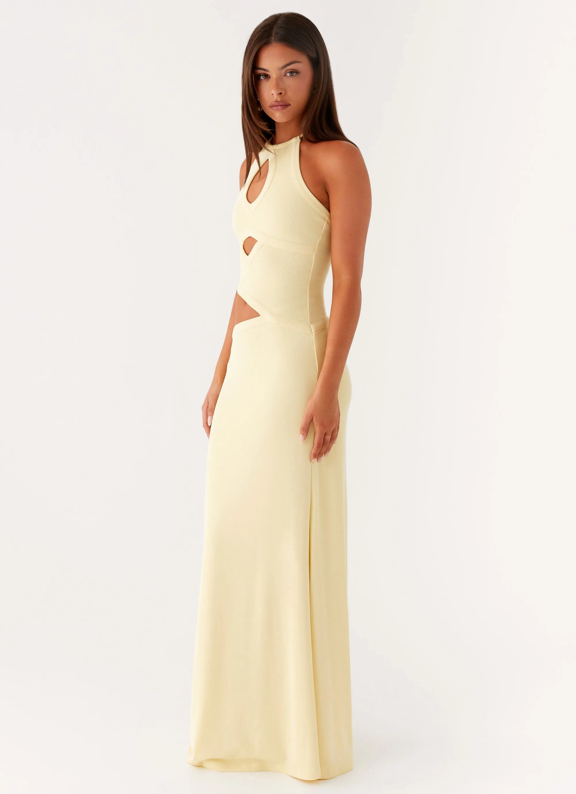 Distressed finish Lanah Cut Out Maxi Dress - Yellow