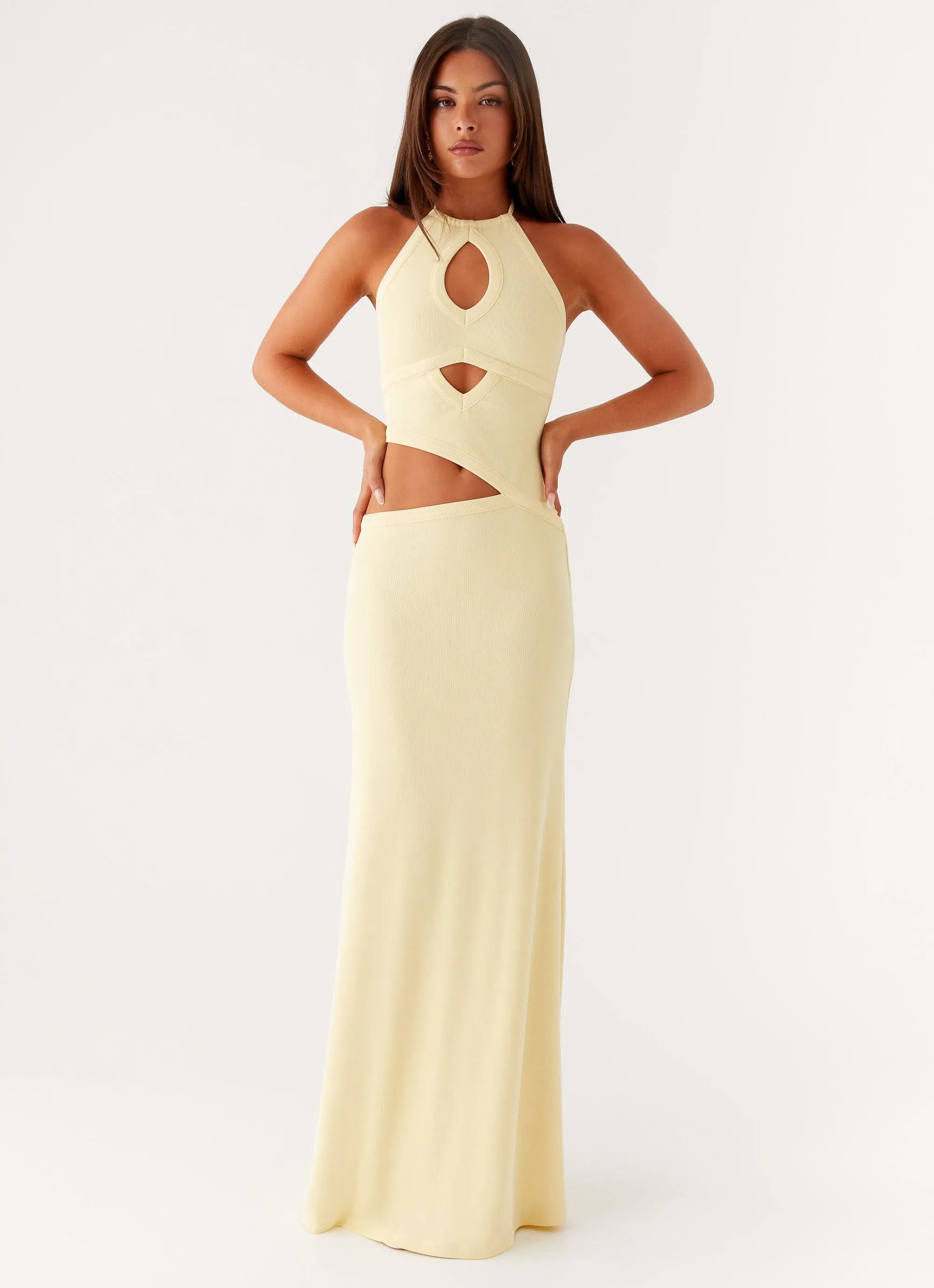 Lanah Cut Out Maxi Dress - Yellow Non Irritating Tags