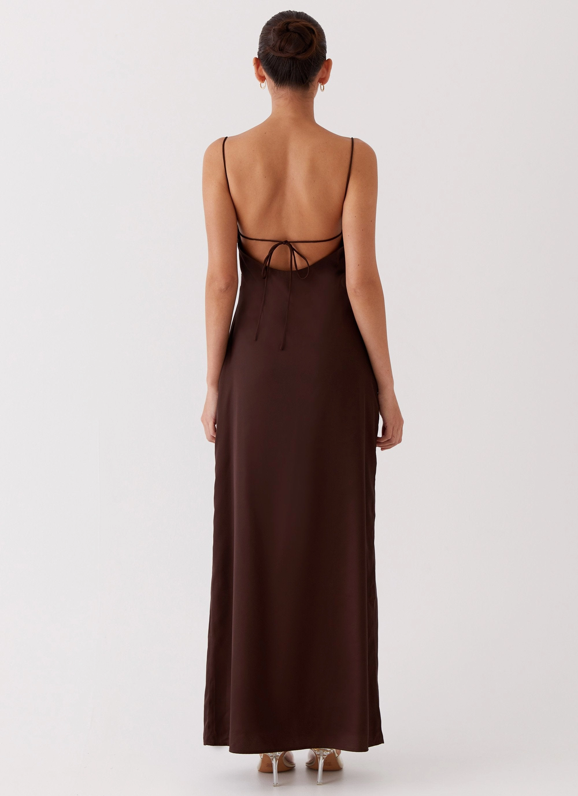 Everyday Movement Bright Bloom Dream Sight Lace Satin Maxi Dress - Chocolate