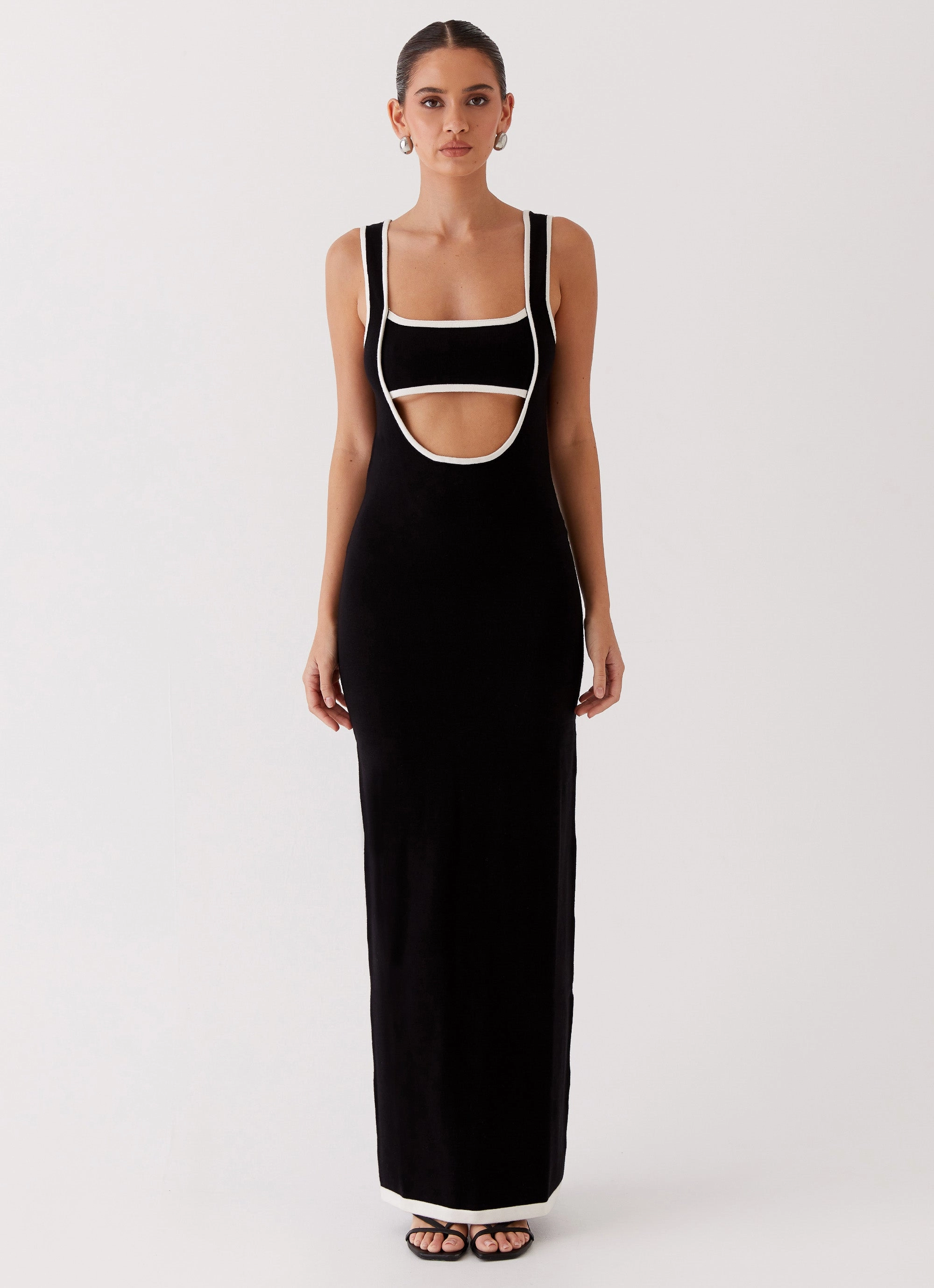 Lost In Paris Knit Maxi Dress - Black Light and Comfortable