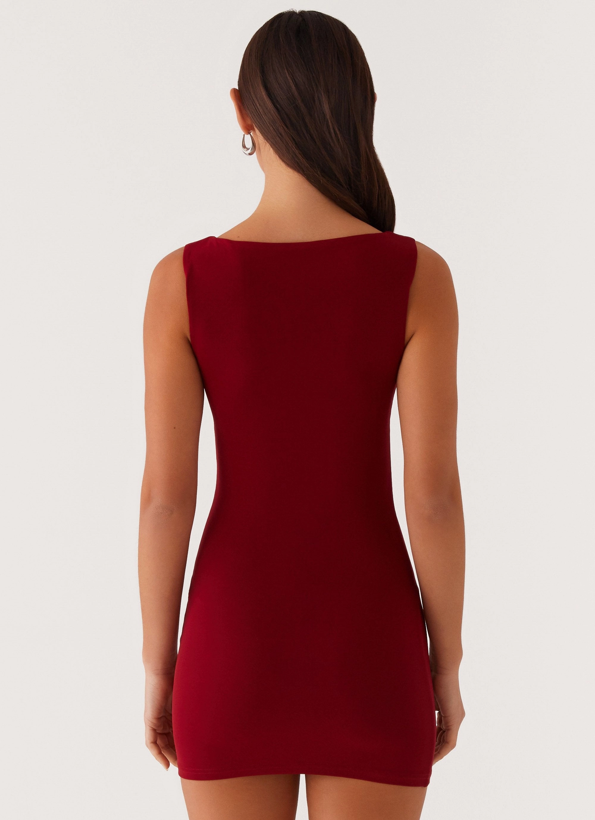 Matteo Beaded Mesh Mini Dress - Deep Red Fall Comfort