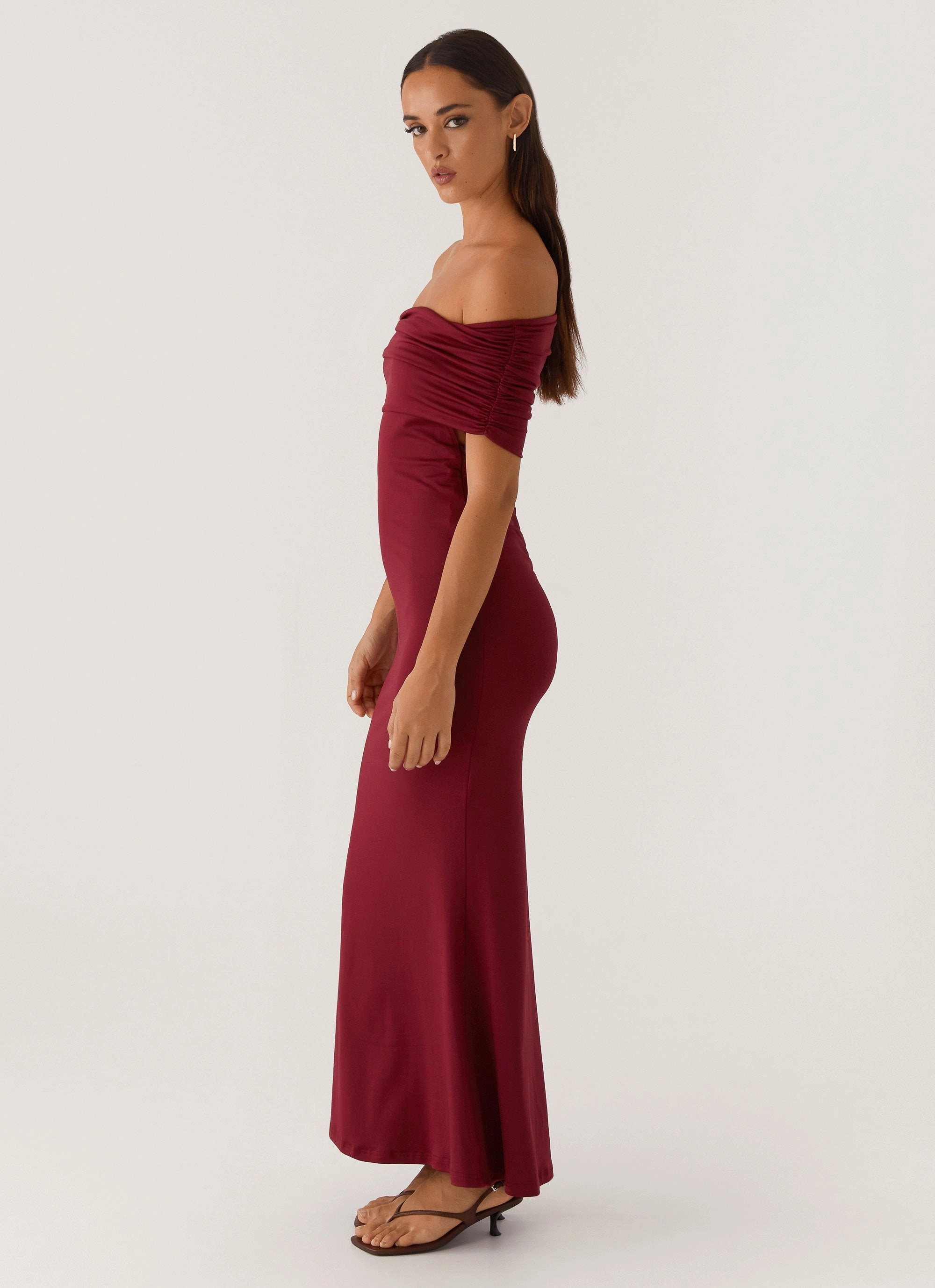 Maude Maxi Dress - Maroon Romantic Bloom Holiday-Party