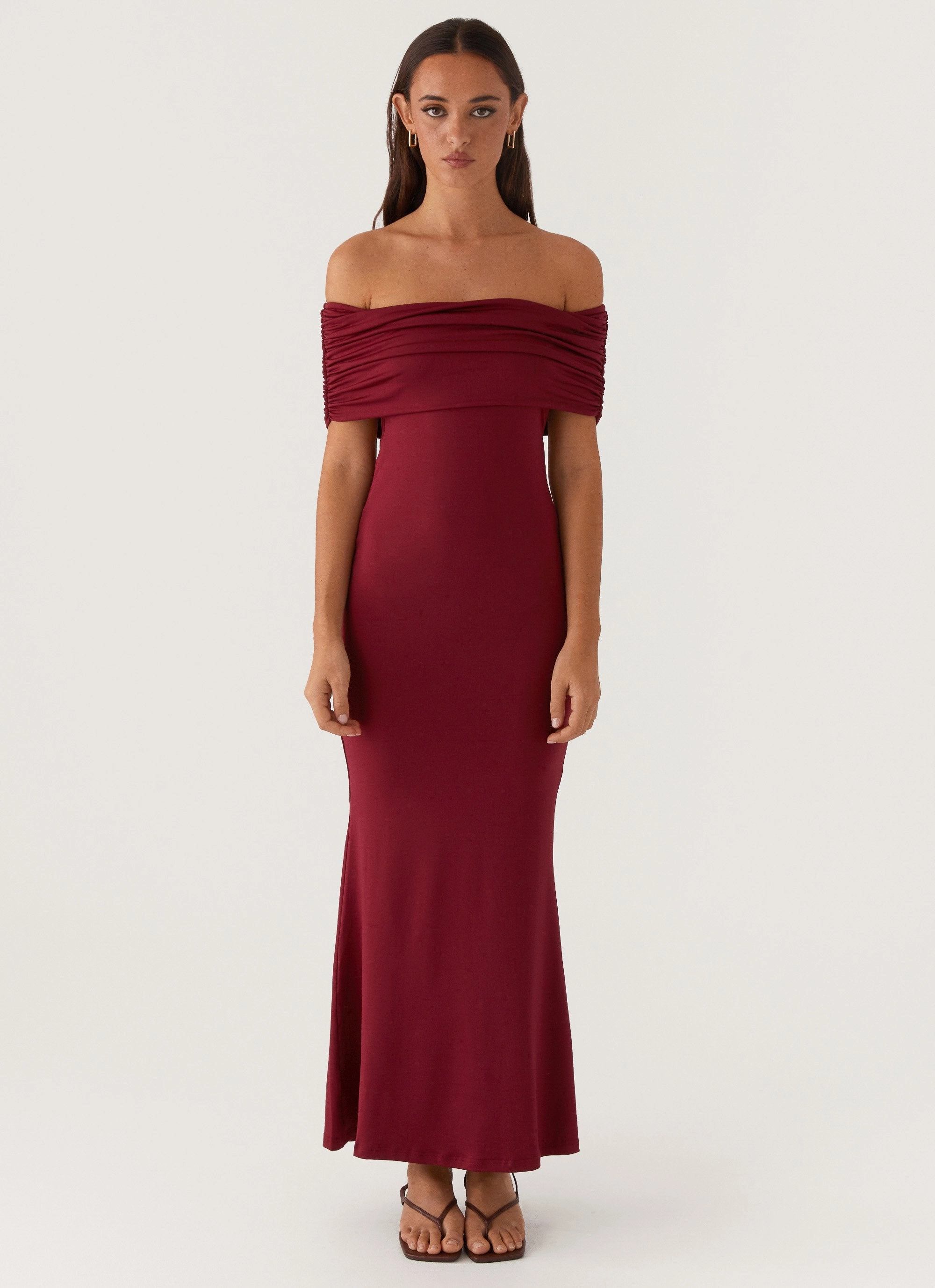 Maude Maxi Dress - Maroon Thermal-Lined