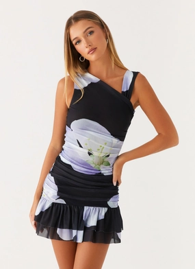 Maverick Mini Dress - Flower Print Tailored Waist All Gender Maverick Mini Dress - Flower Print