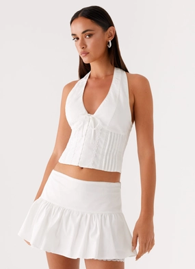 Mavis Halter Top - White Seamless Construction Method Mavis Halter Top - White Bonded Seam Innovation