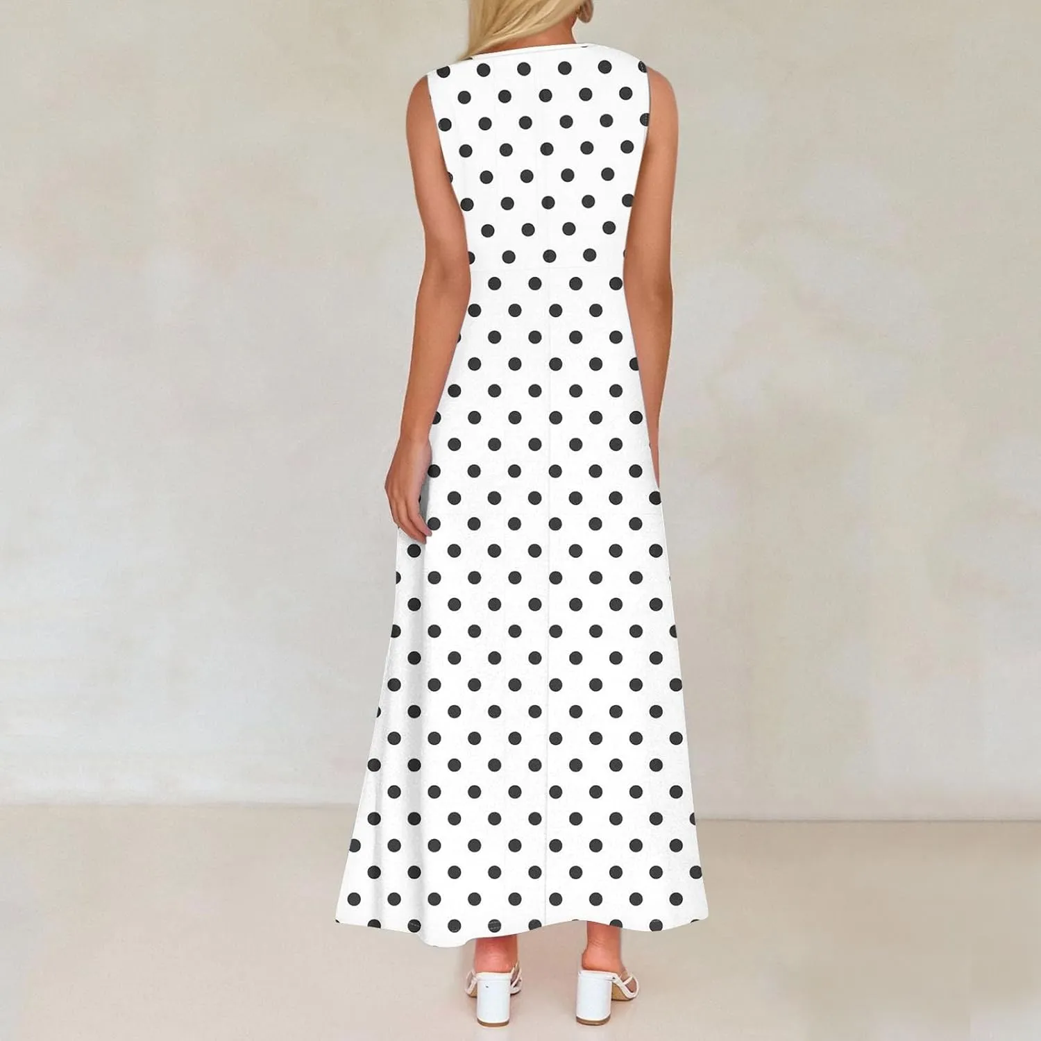 Maxi Dresses for Women 2025 Elegant Classy Floral Sleeveless V Neck Sundress Ruffle Flowy Swing A Line Dresses Frocks
