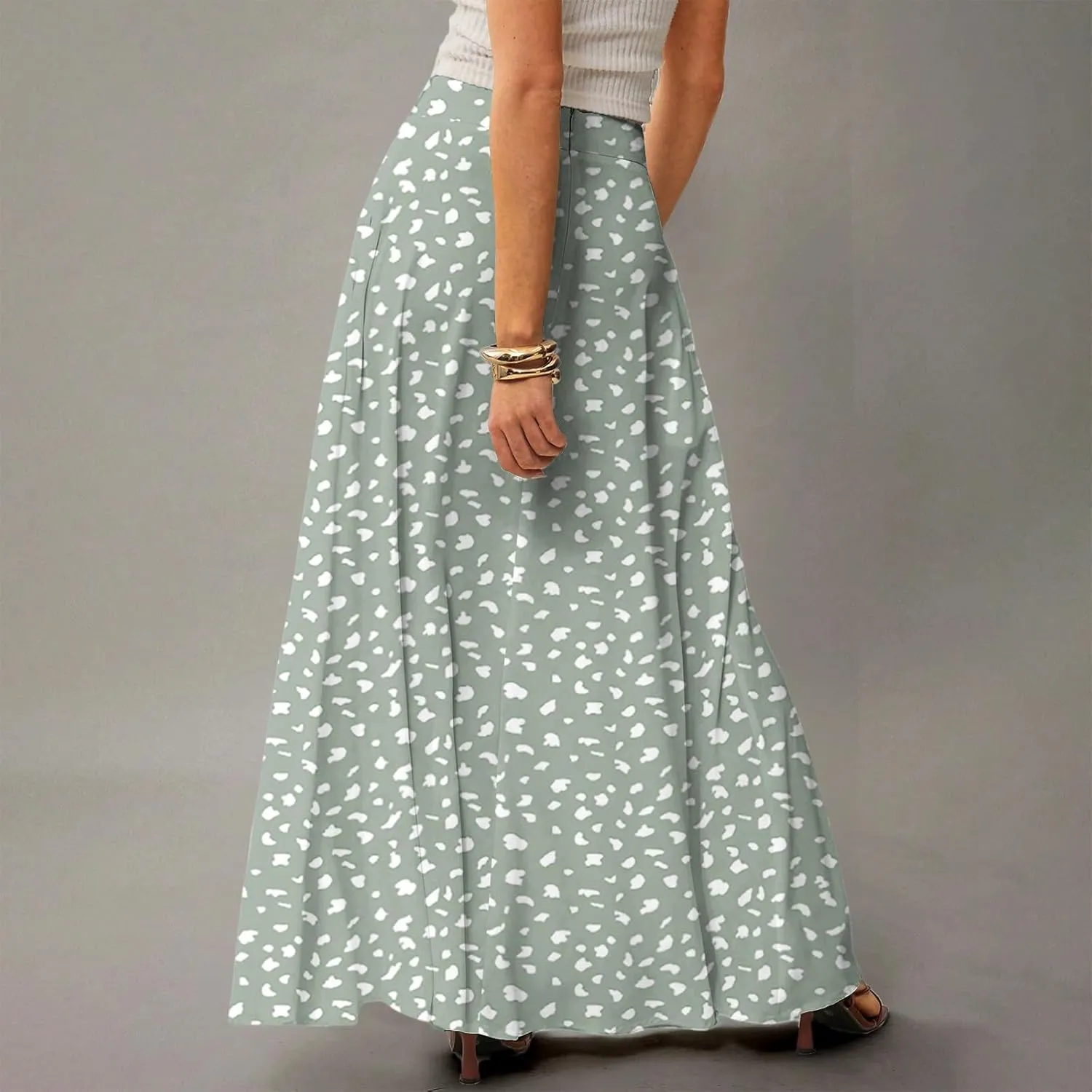Maxi Floral Skirts for Women Trendy Summer Boho Long Flowy A Line Skirt High Elastic Waist Skirts Skorts with Pockets
