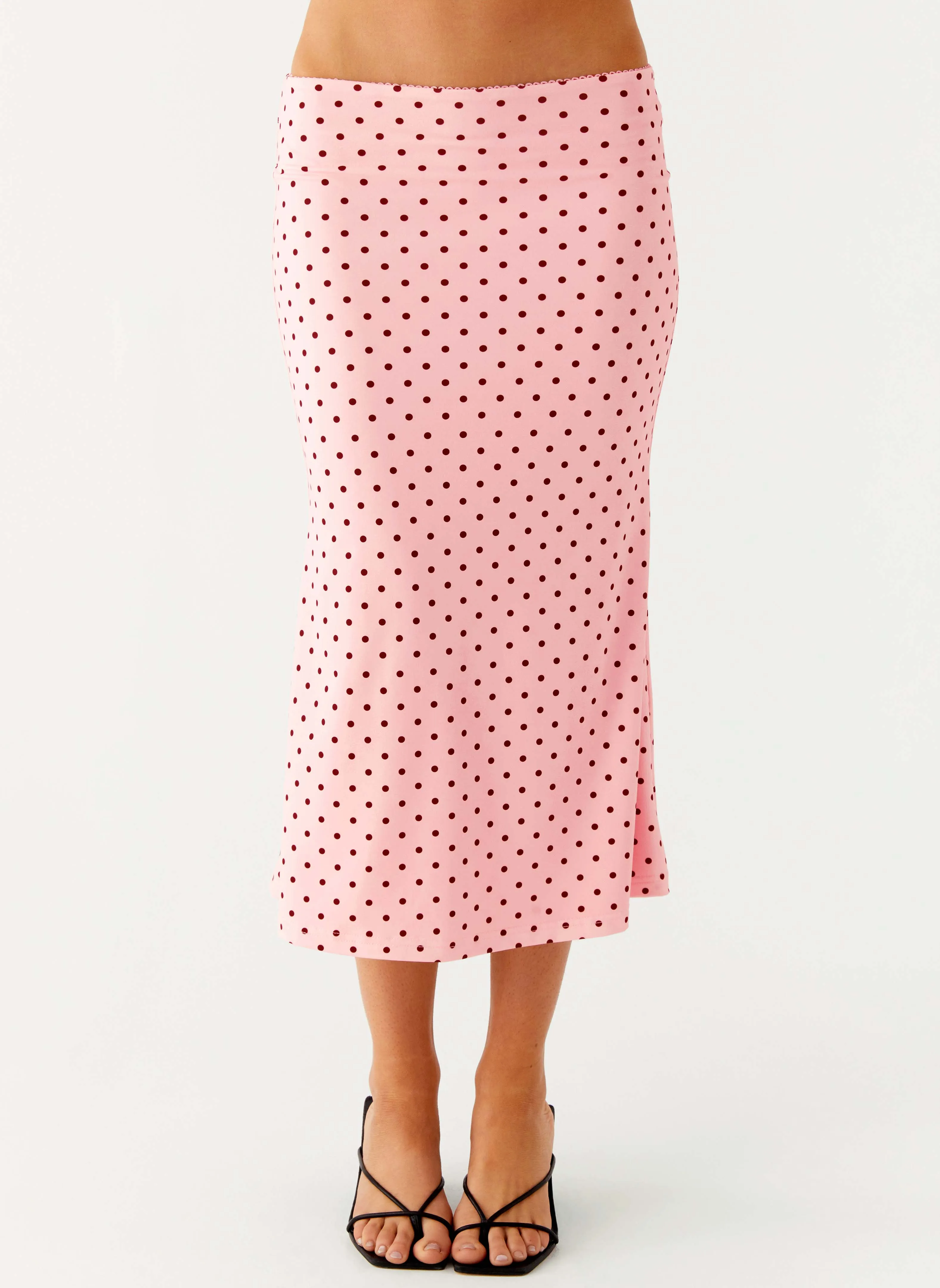 Weekend Style Bahama Low Rise Midi Skirt - Strawberry Dot