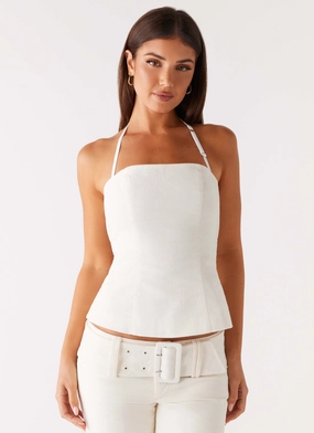 Maya Backless Top - Pearl Reinforced Shoulder Stitching AbrasionResistantEdging High Collar Option Maya Backless Top - Pearl