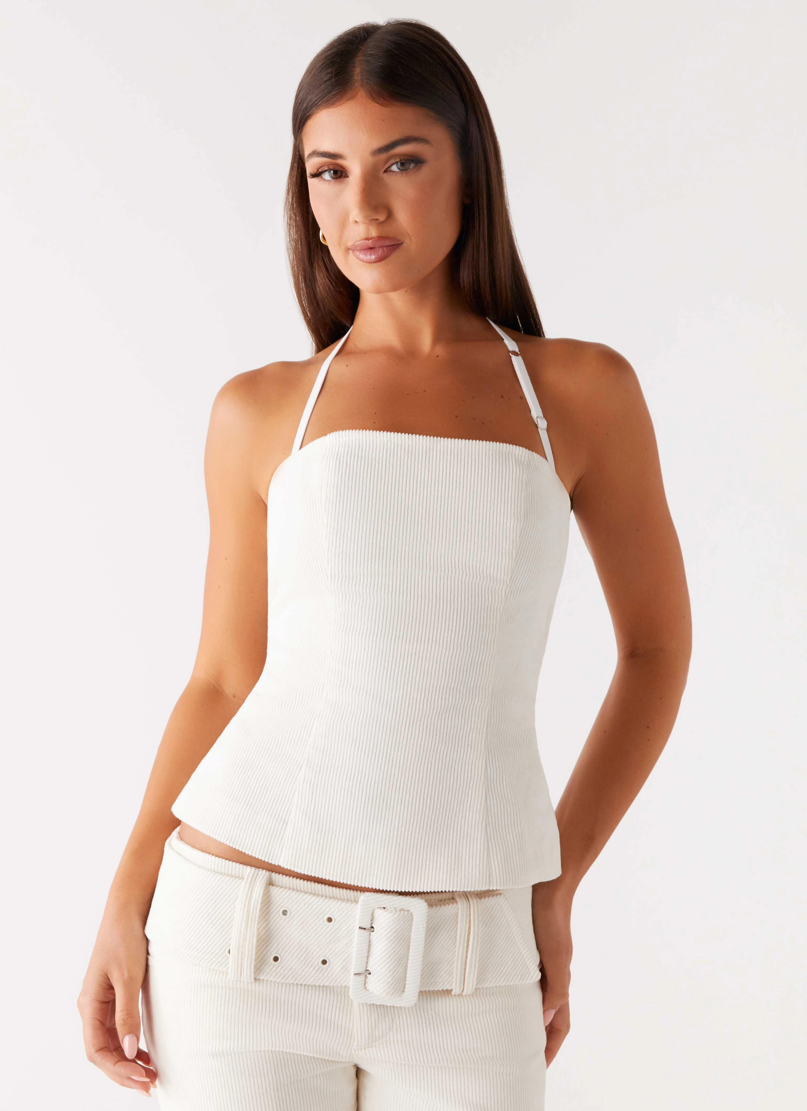 NonRestrictive Cut Adaptive Temperature Control Maya Backless Top - Pearl
