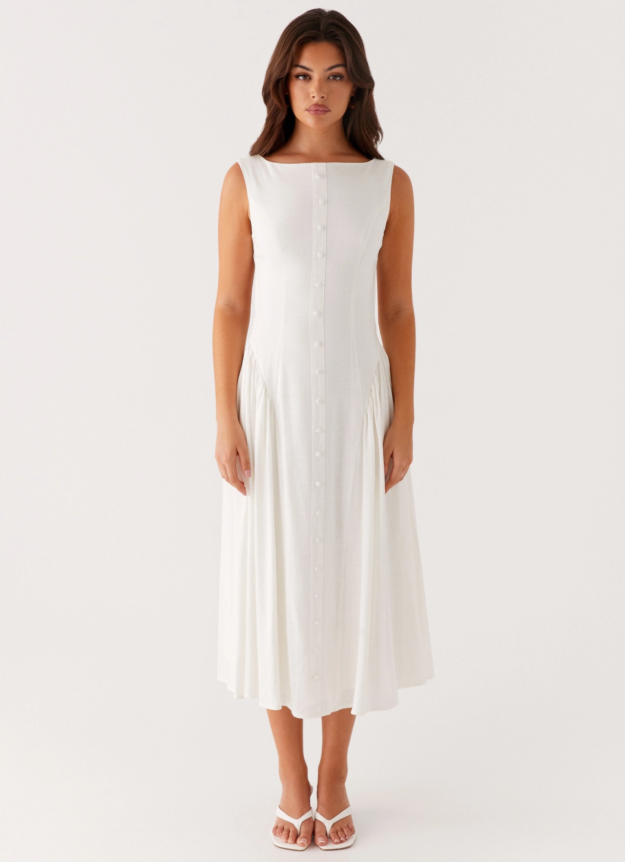 Maylah Midi Dress - White Soft Texture