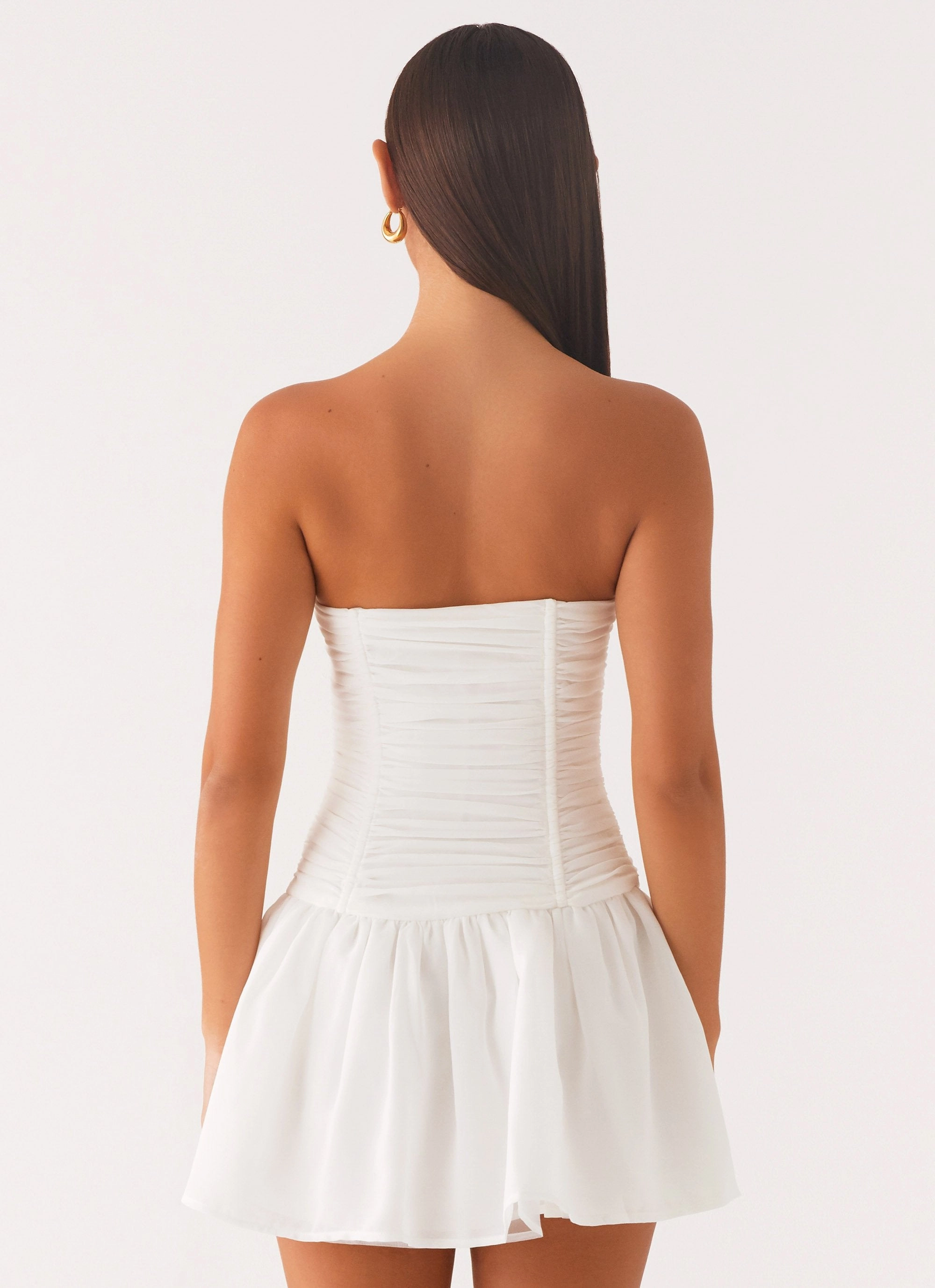 Meadow Dreams Mini Dress - White Modern Waist LightweightMaterial