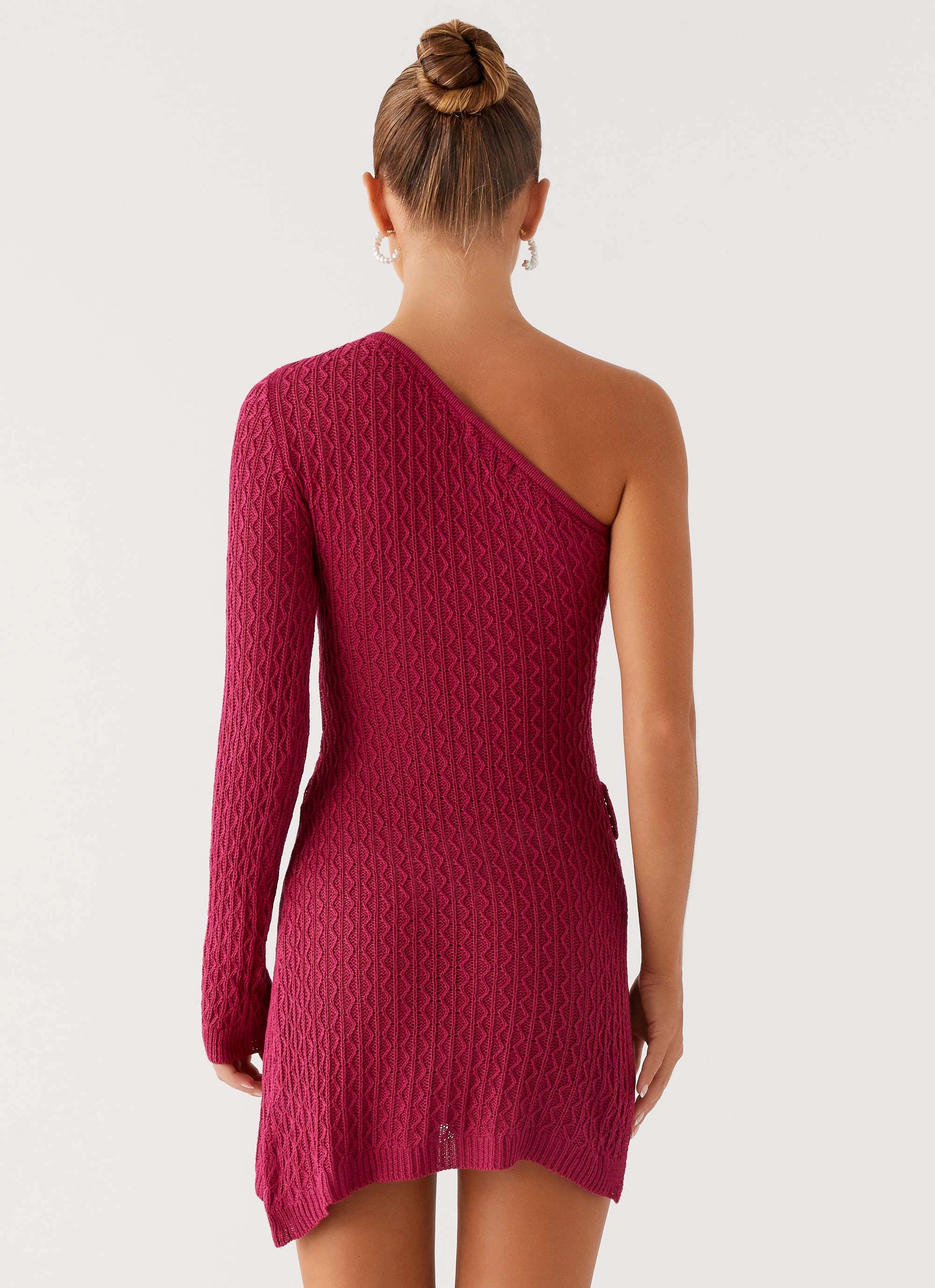 Medda Knit Mini Dress - Hot Pink Invisible-Zip Elastic-Waist