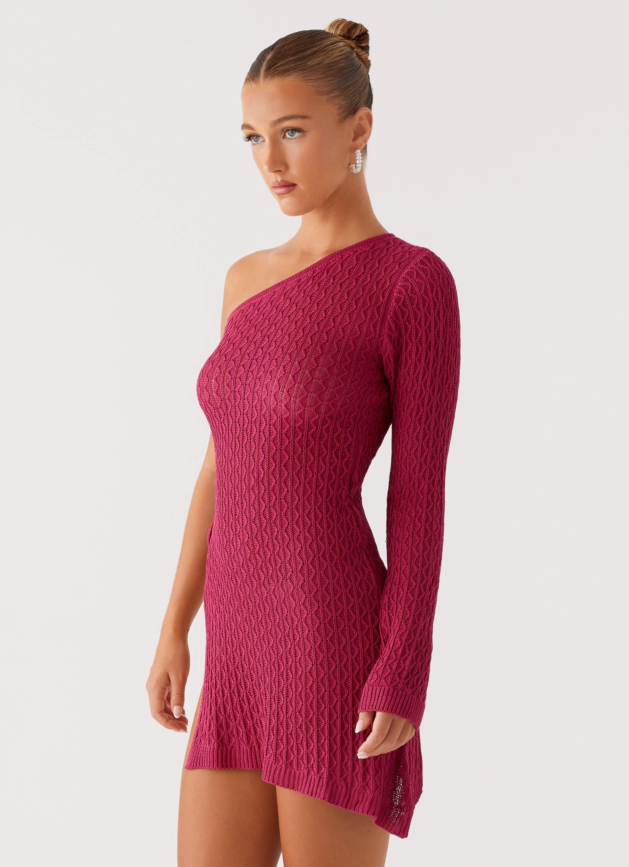 Medda Knit Mini Dress - Hot Pink Walk Easy Vibrant color dress