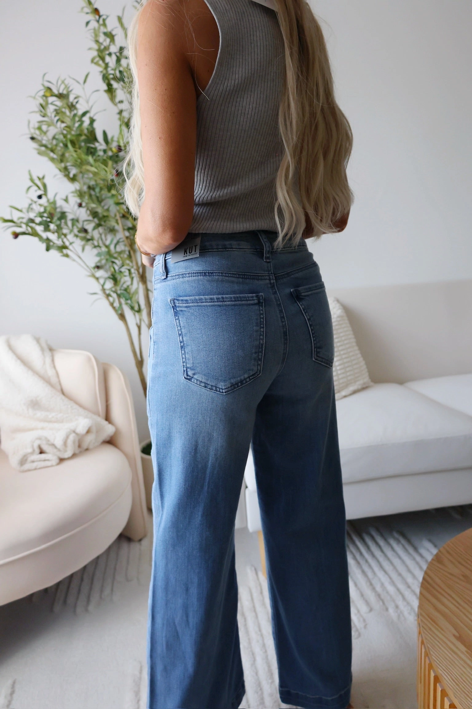 Meg High Rise Fab Ab Wide Leg Jean - Assertive Flatlock Seams Odor Resistant Treatment