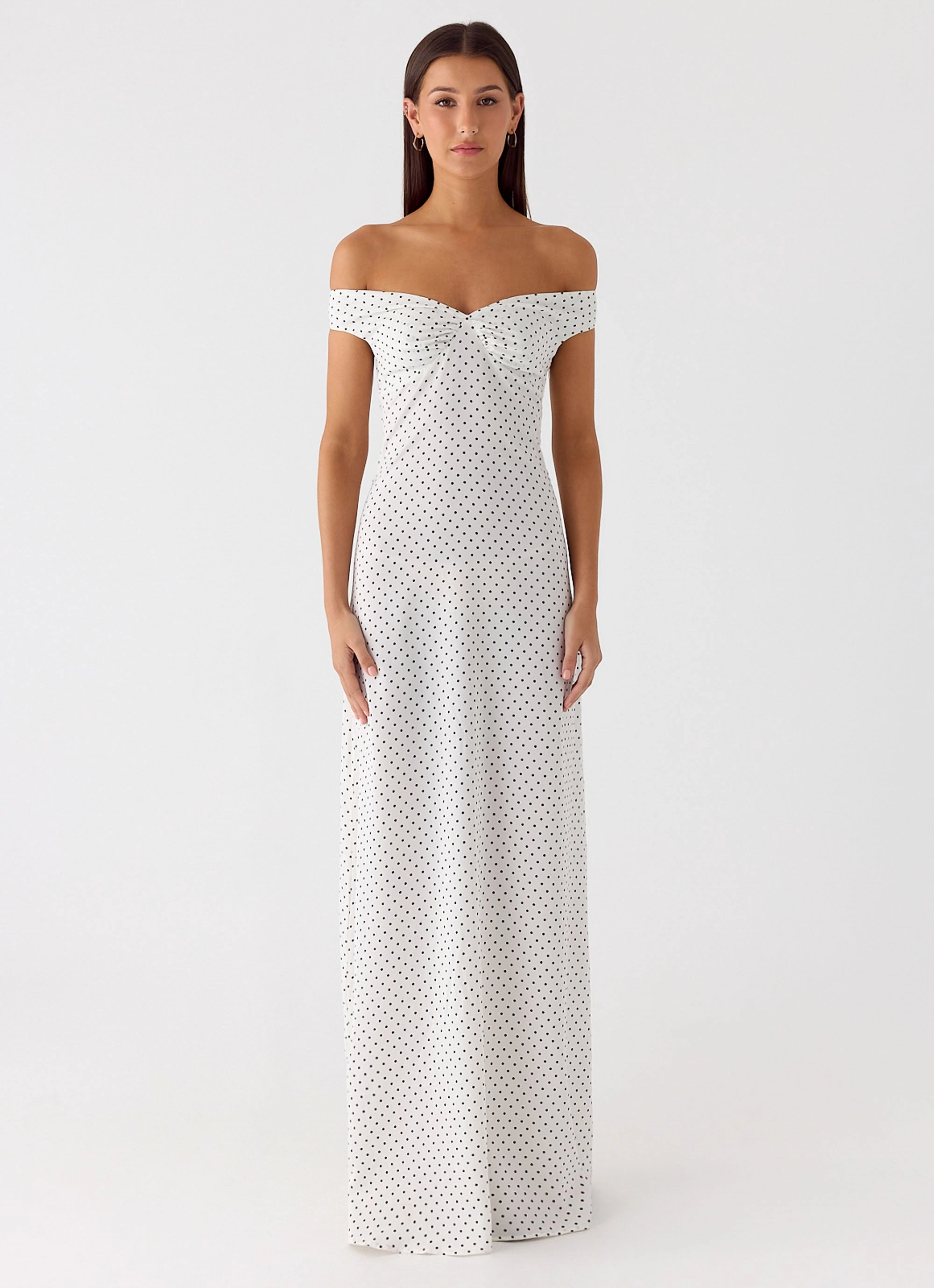 Melany Maxi Dress - White Polkadot Cozy Vibes