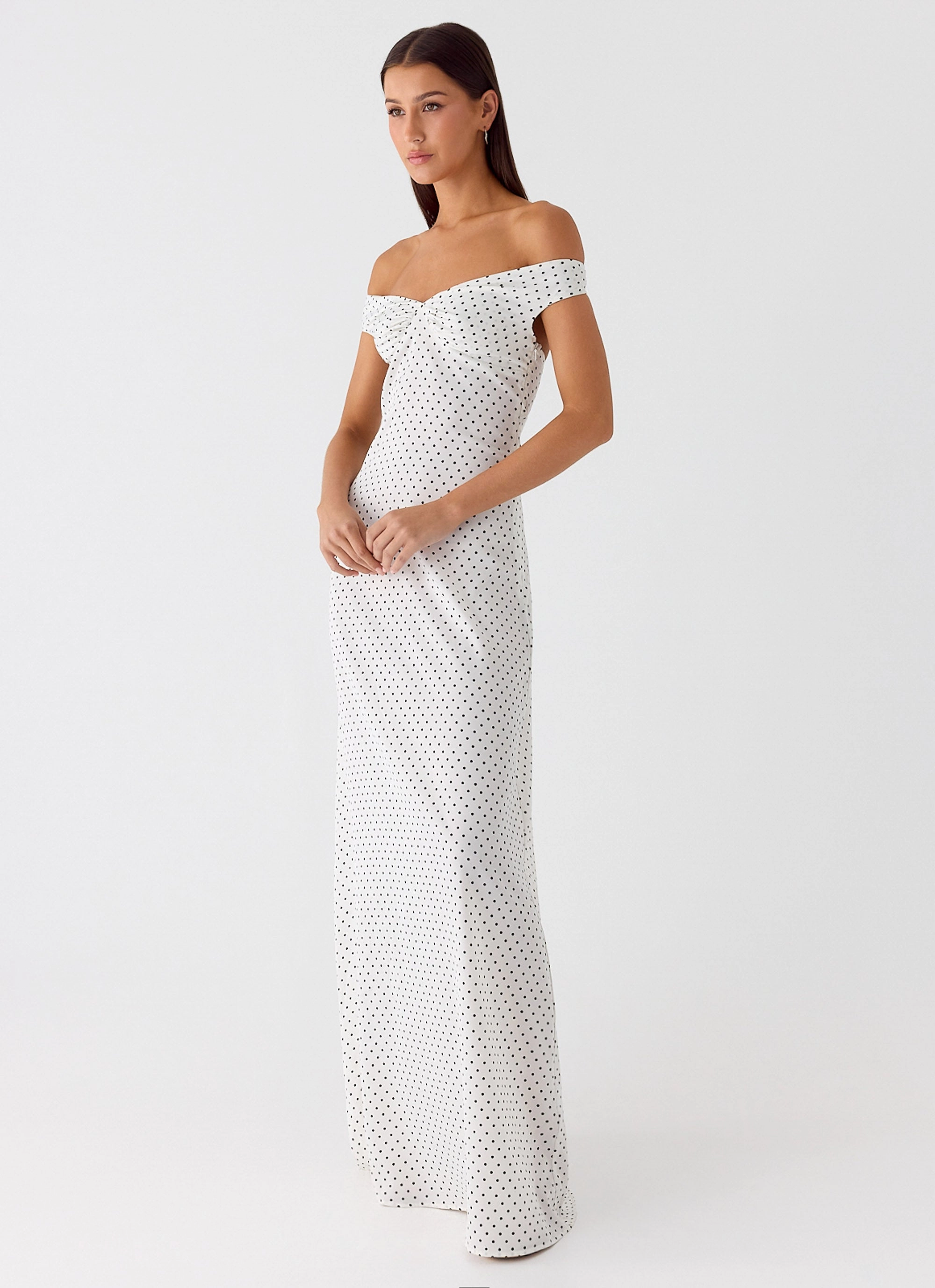 Basic Fashion Day Ready Look Melany Maxi Dress - White Polkadot