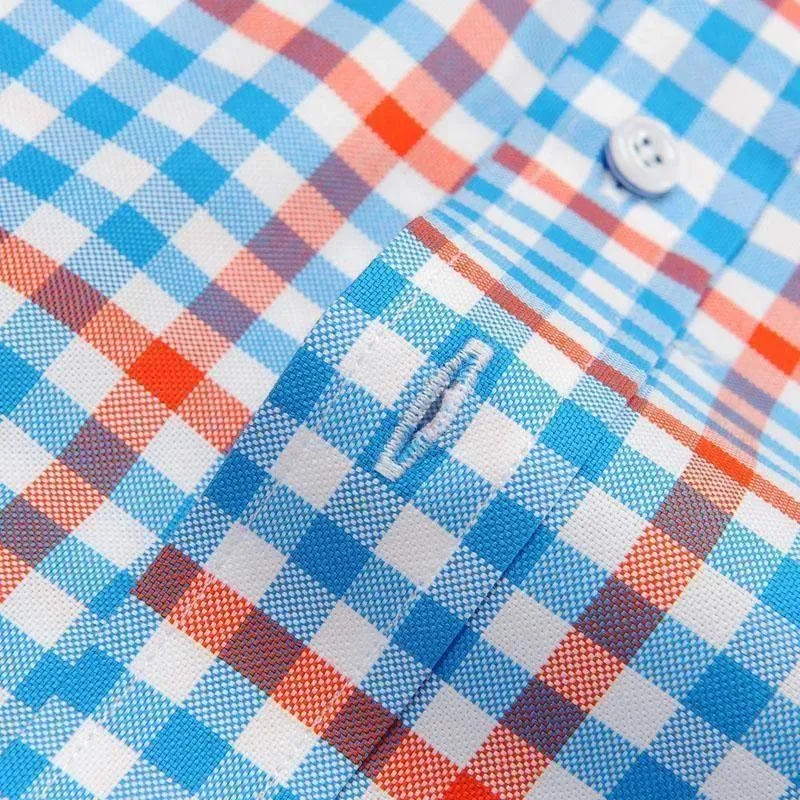 Men Dress Shirts, Long Sleeve Plaid Dress Shirts, High-quality 100% Cotton