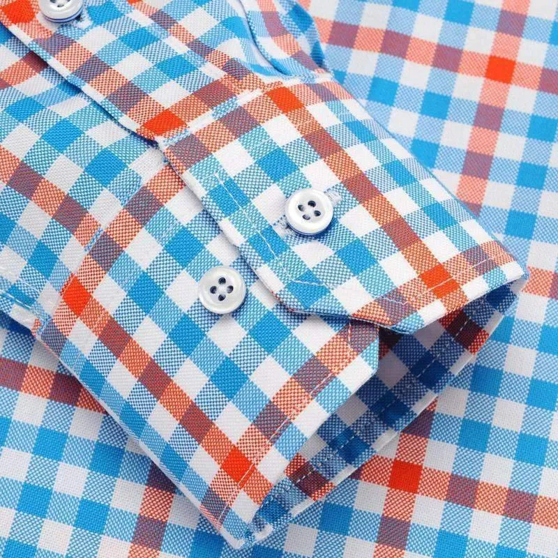 Men Dress Shirts, Long Sleeve Plaid Dress Shirts, High-quality 100% Cotton