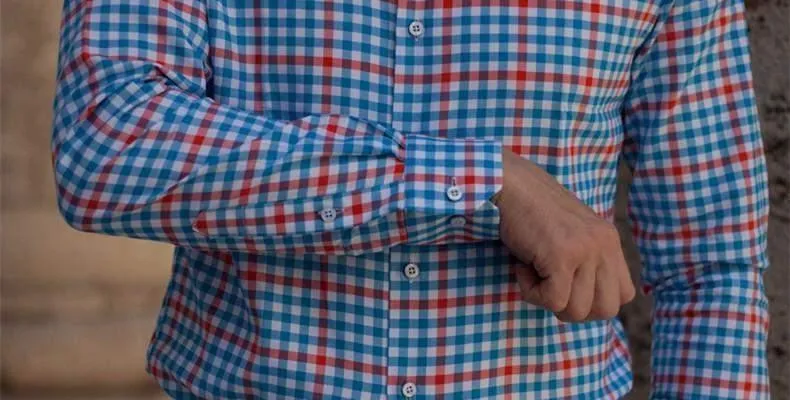 Men Dress Shirts, Long Sleeve Plaid Dress Shirts, High-quality 100% Cotton