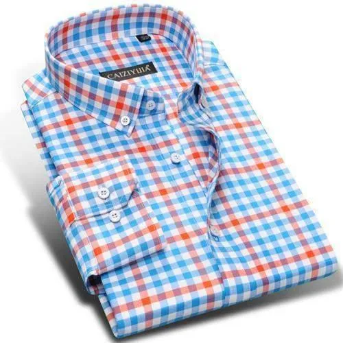 Men Dress Shirts, Long Sleeve Plaid Dress Shirts, High-quality 100% Cotton