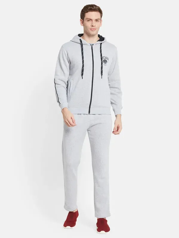 Men Plus Size Grey Solid Cotton Tracksuits
