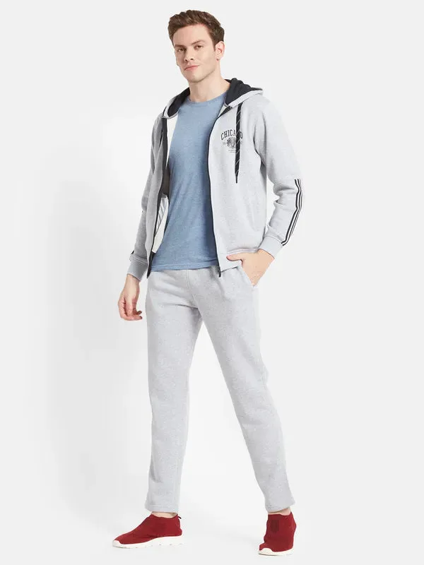 Men Plus Size Grey Solid Cotton Tracksuits