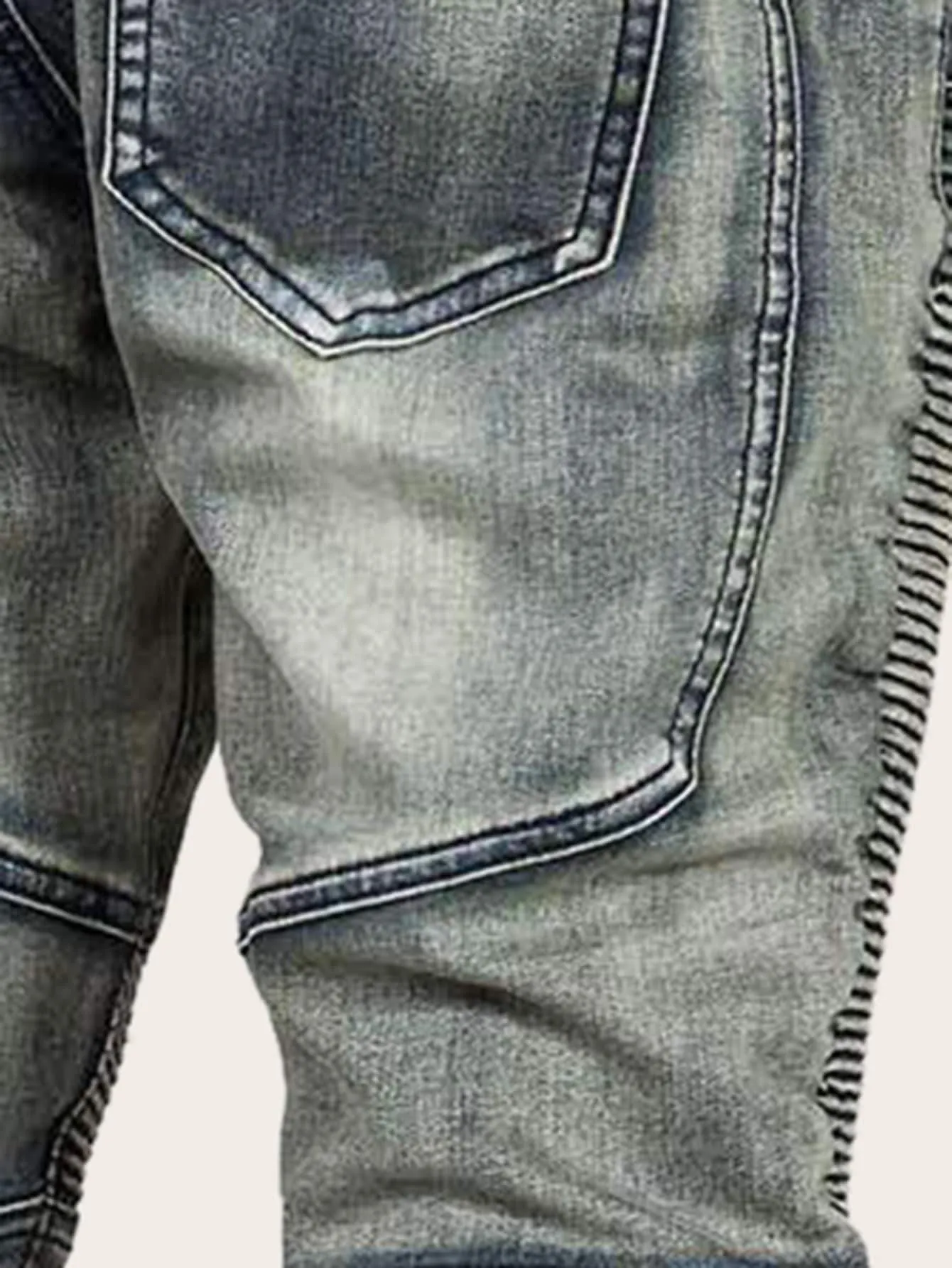 Men Ruched Washed Jeans