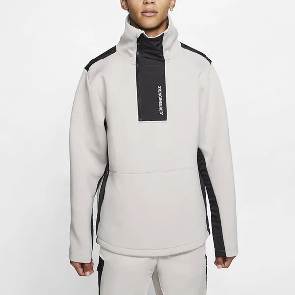 Men's Air Jordan 23 Engineered Stand Collar Knit Contrasting Colors Half Zipper Gray Multicolor Sweatshirt